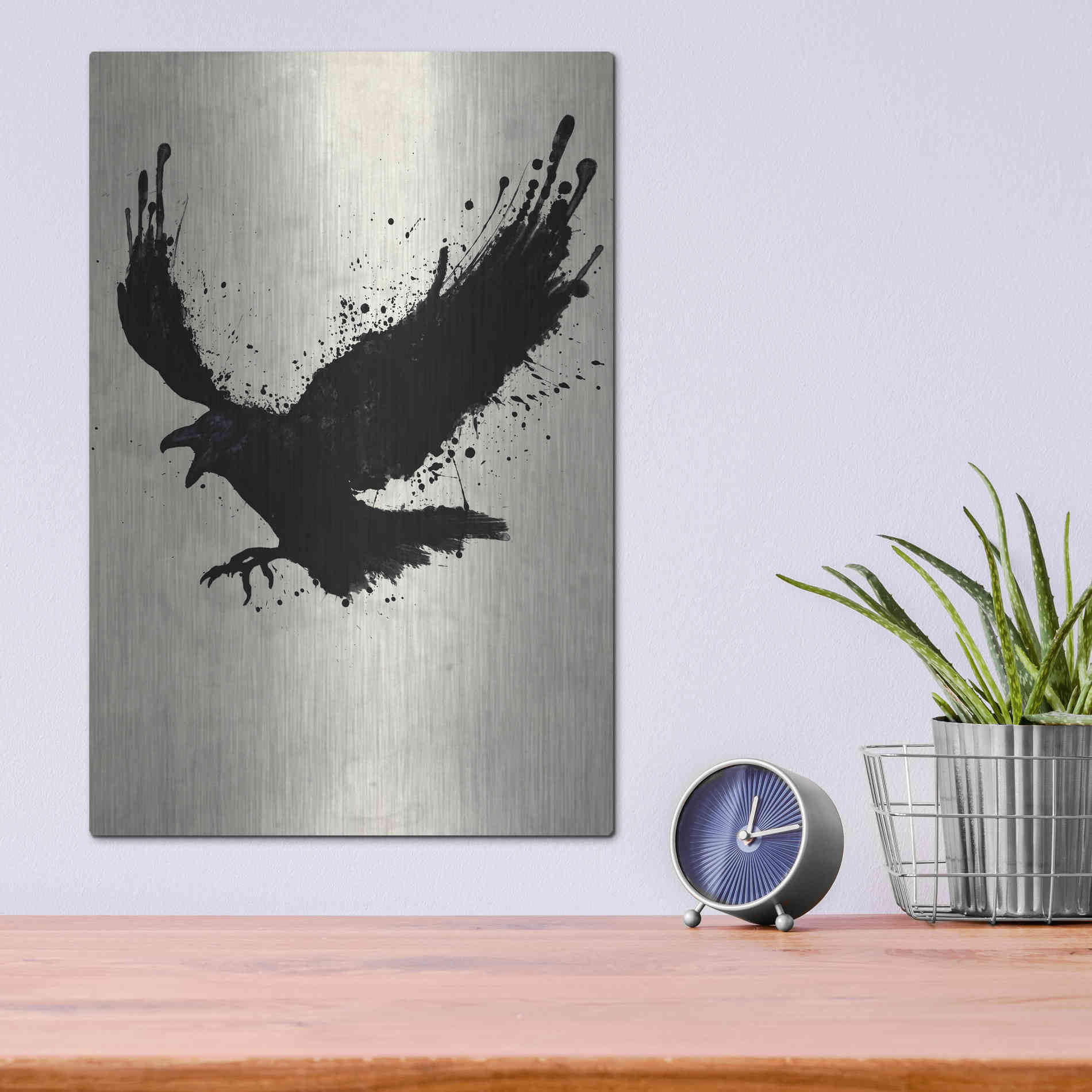 Luxe Metal Art 'Raven' by Nicklas Gustafsson, Metal Wall Art,12x16