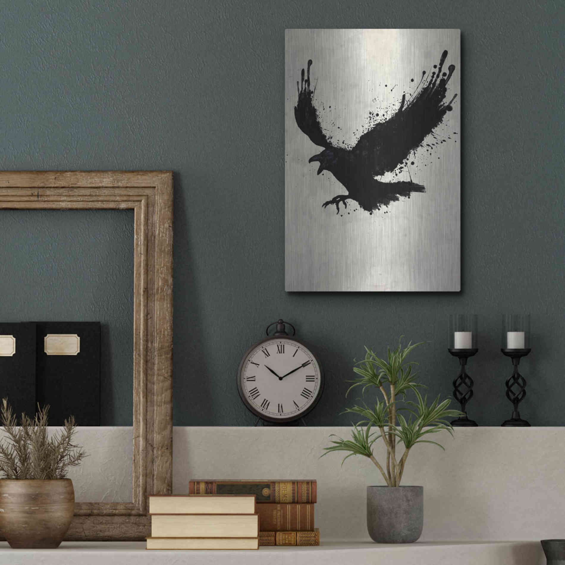 Luxe Metal Art 'Raven' by Nicklas Gustafsson, Metal Wall Art,12x16