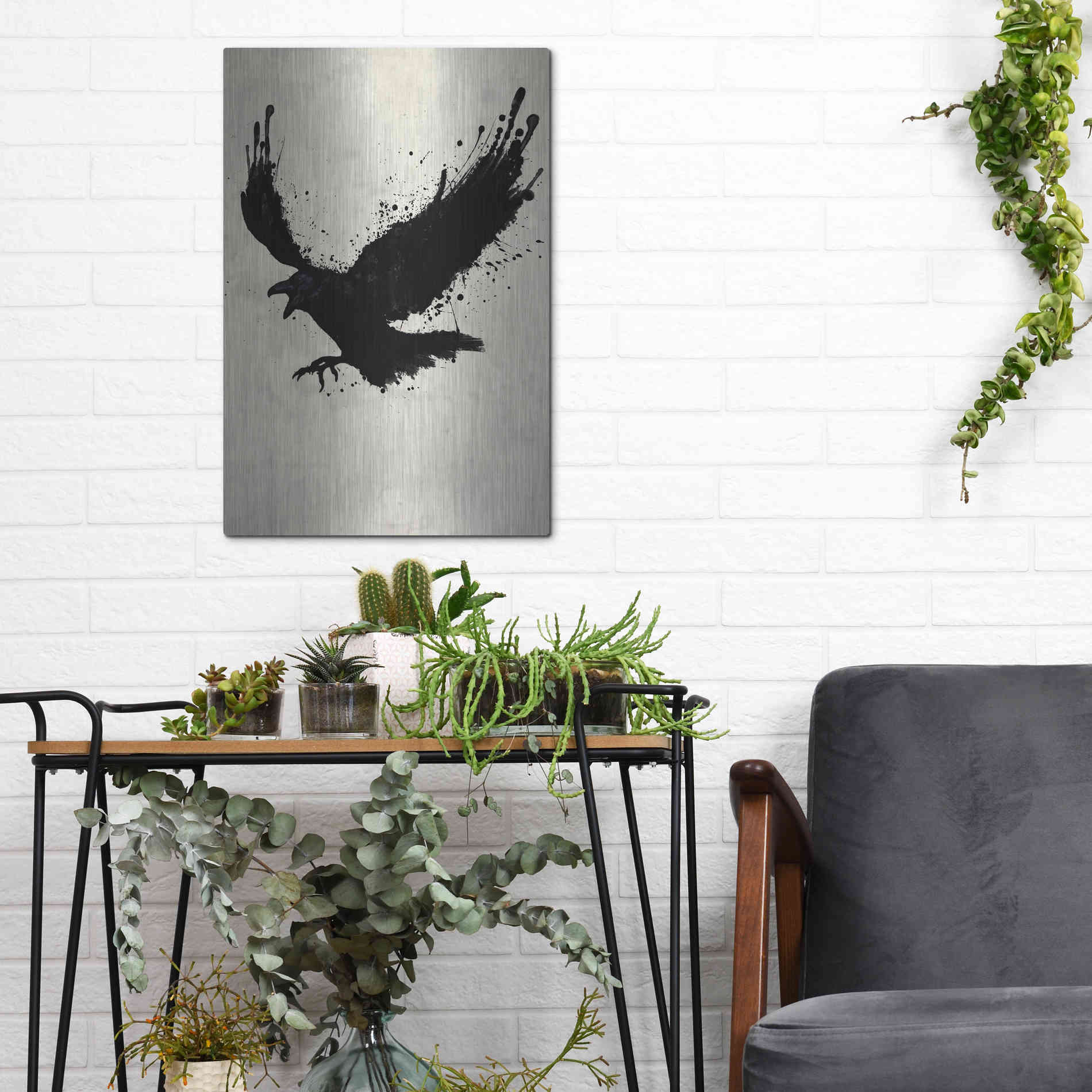 Luxe Metal Art 'Raven' by Nicklas Gustafsson, Metal Wall Art,12x16