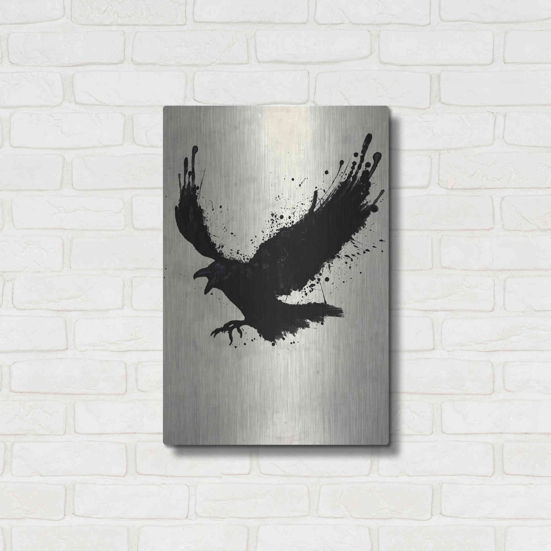 Luxe Metal Art 'Raven' by Nicklas Gustafsson, Metal Wall Art,16x24