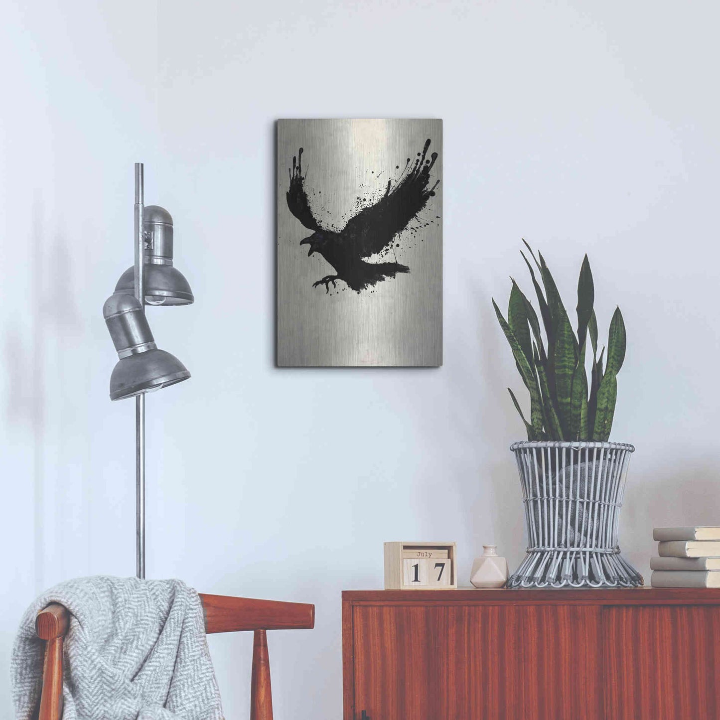 Luxe Metal Art 'Raven' by Nicklas Gustafsson, Metal Wall Art,16x24