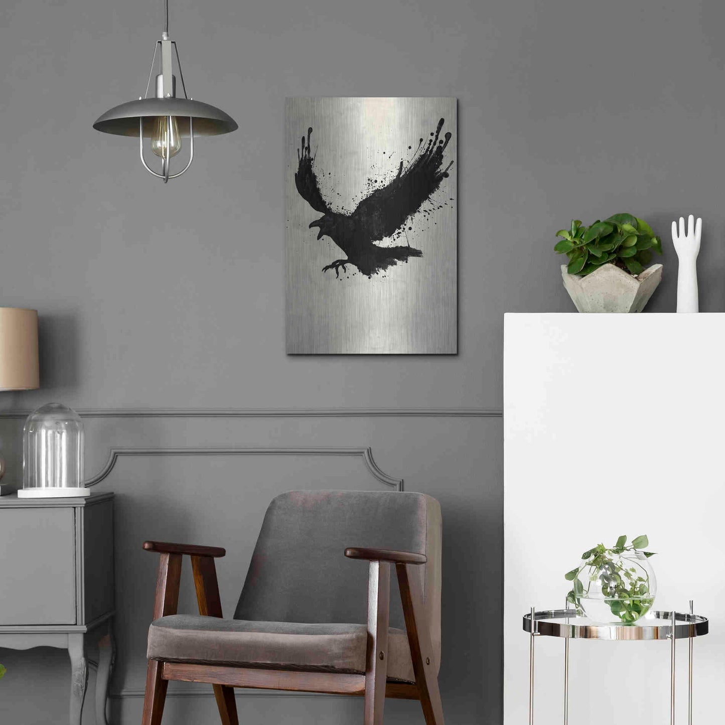 Luxe Metal Art 'Raven' by Nicklas Gustafsson, Metal Wall Art,16x24