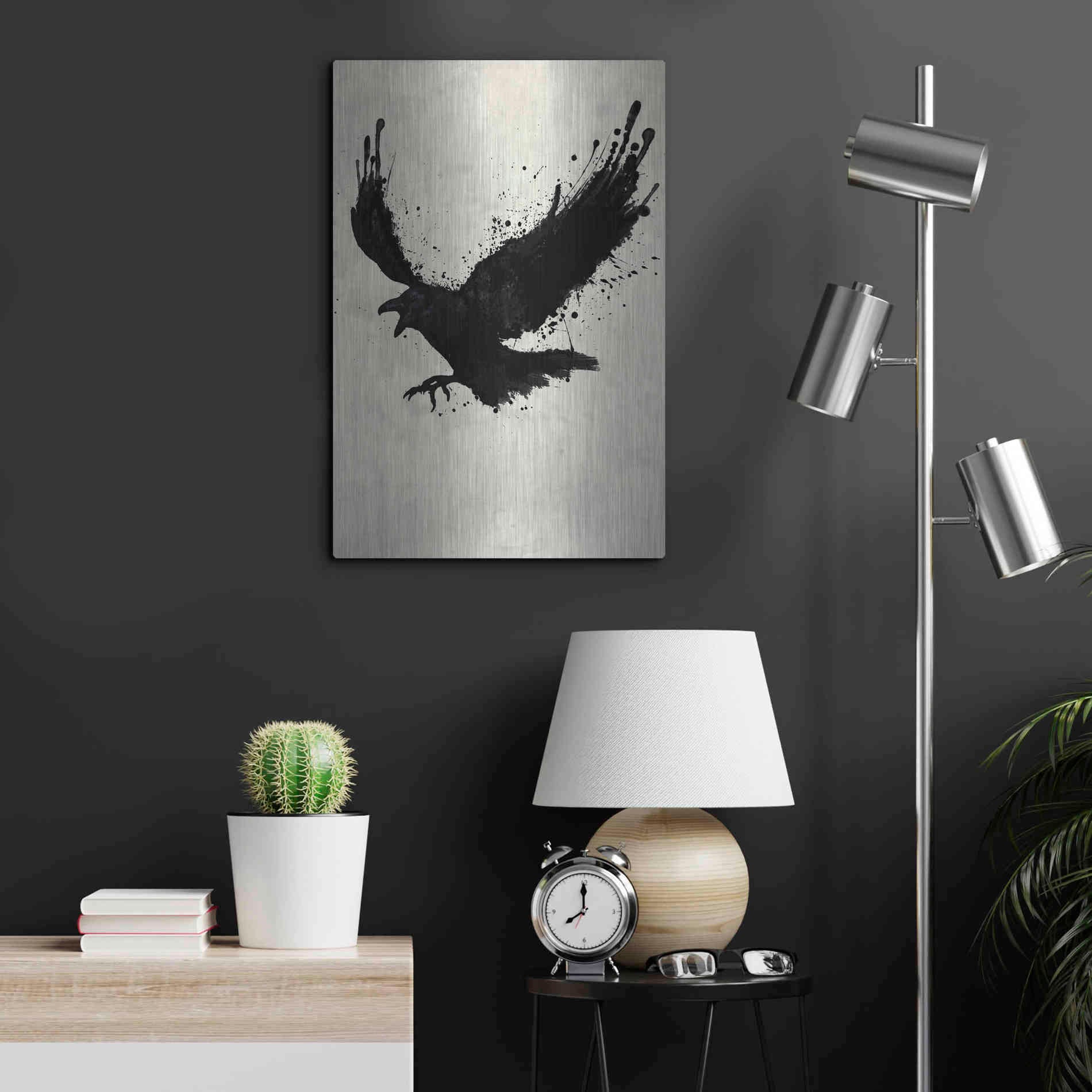 Luxe Metal Art 'Raven' by Nicklas Gustafsson, Metal Wall Art,16x24