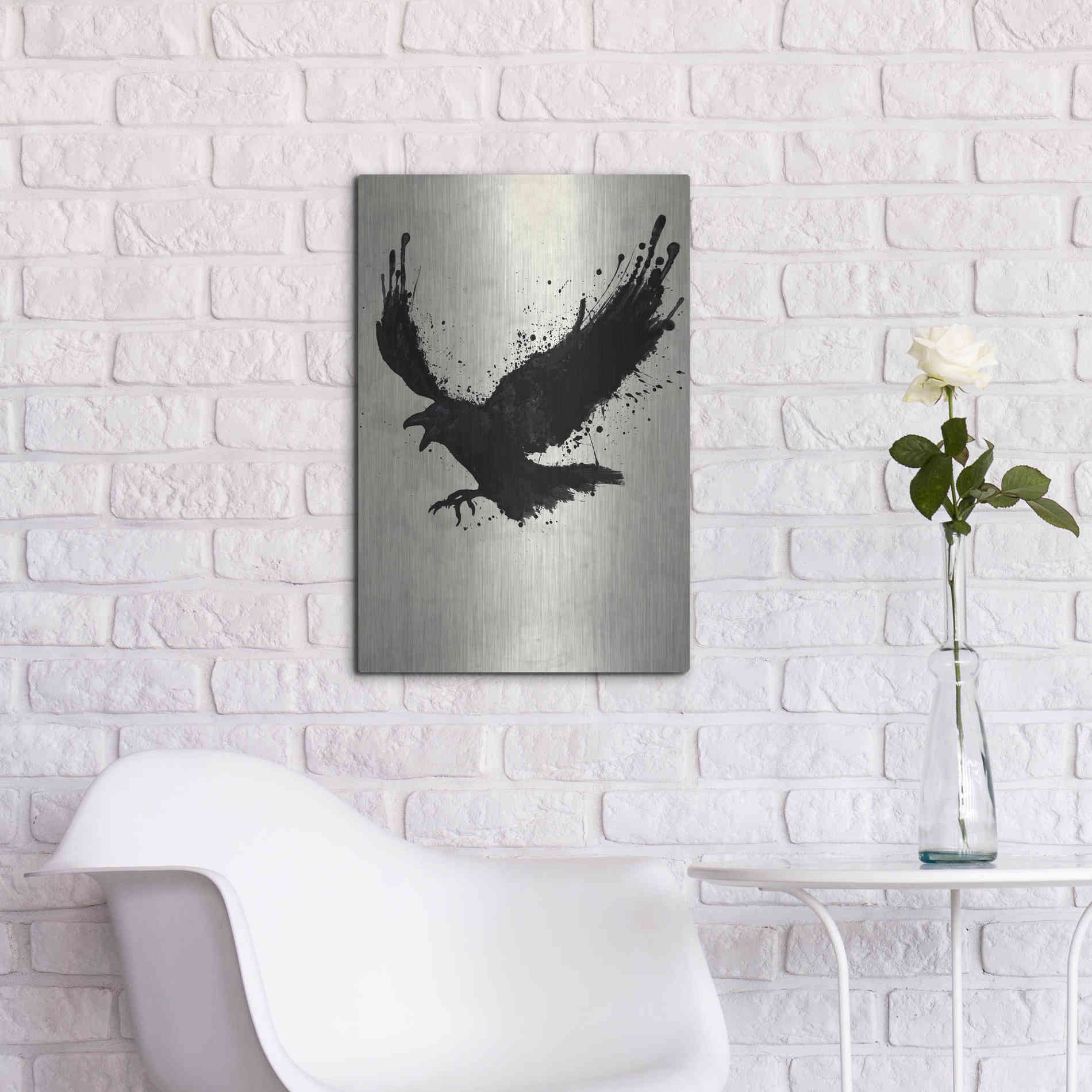 Luxe Metal Art 'Raven' by Nicklas Gustafsson, Metal Wall Art,16x24