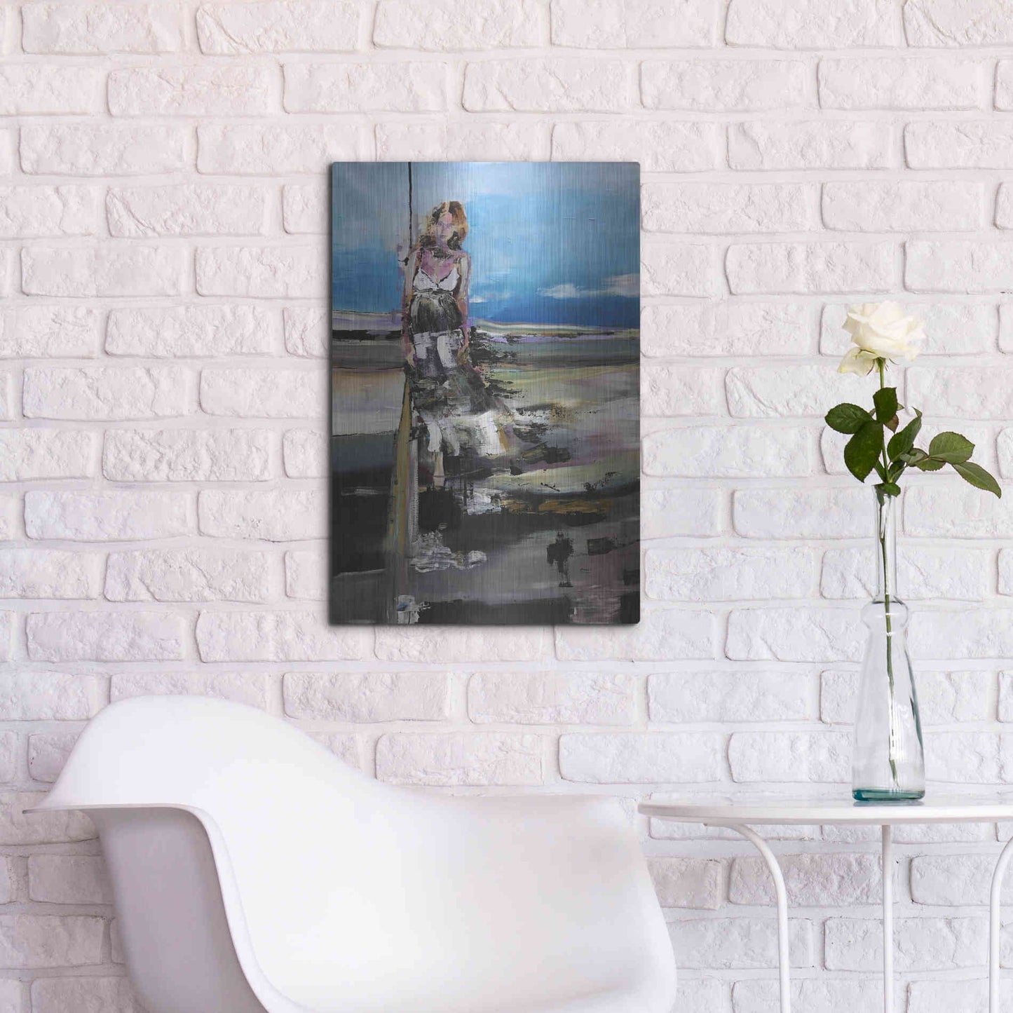 Luxe Metal Art 'By The Sea' by Oscar Alvarez Pardo, Metal Wall Art,16x24