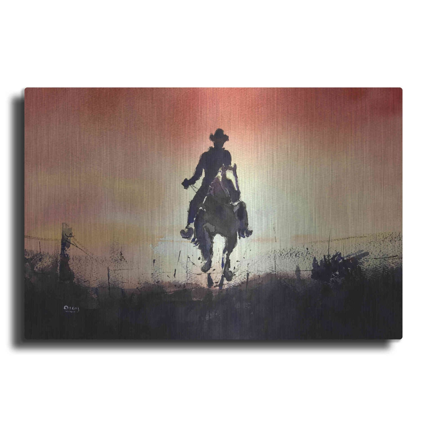 Luxe Metal Art 'Sunrise Rider' by Oscar Alvarez Pardo, Metal Wall Art