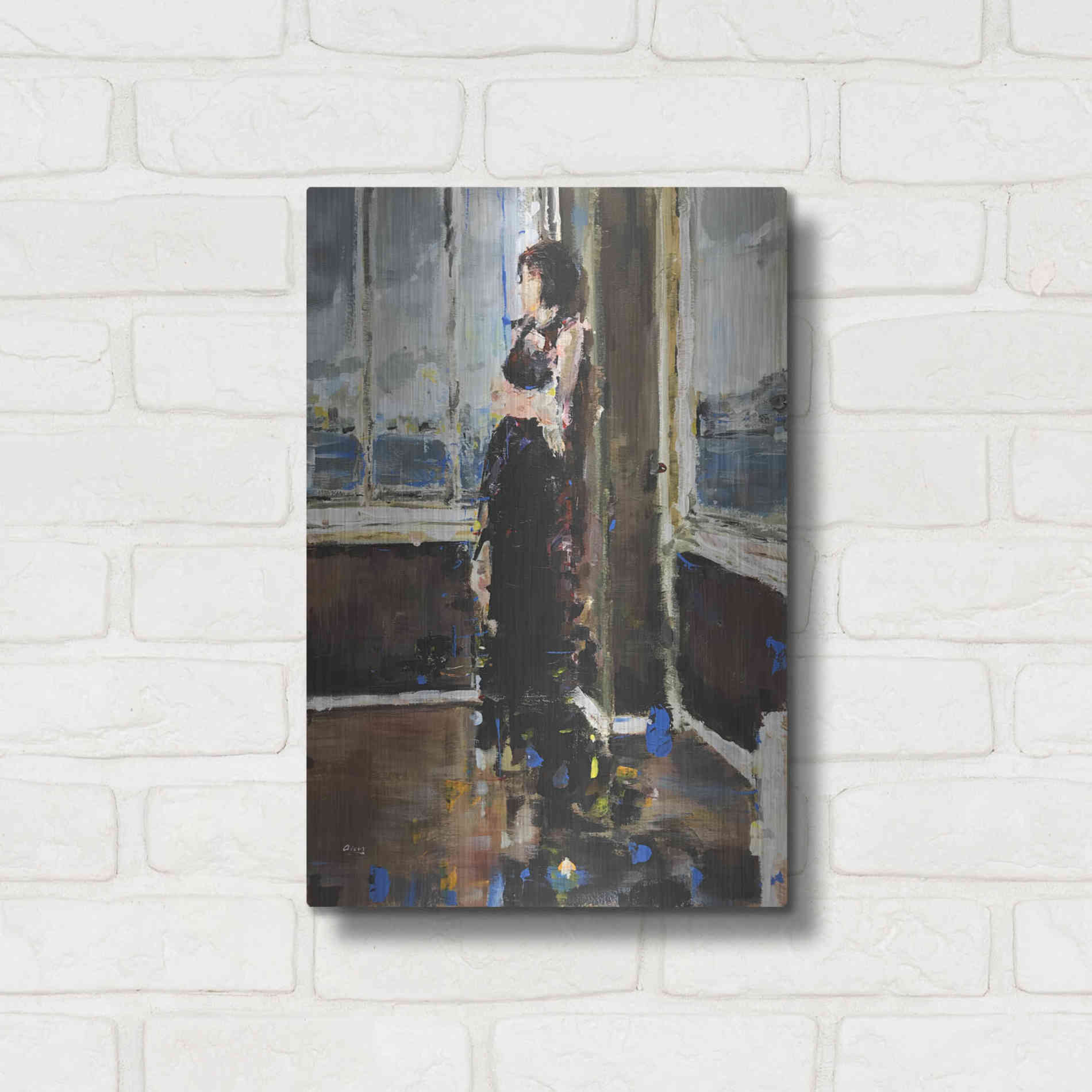 Luxe Metal Art 'At The Corner' by Oscar Alvarez Pardo, Metal Wall Art,12x16