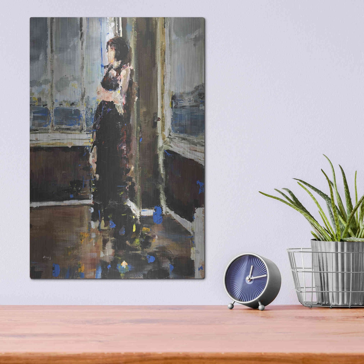 Luxe Metal Art 'At The Corner' by Oscar Alvarez Pardo, Metal Wall Art,12x16