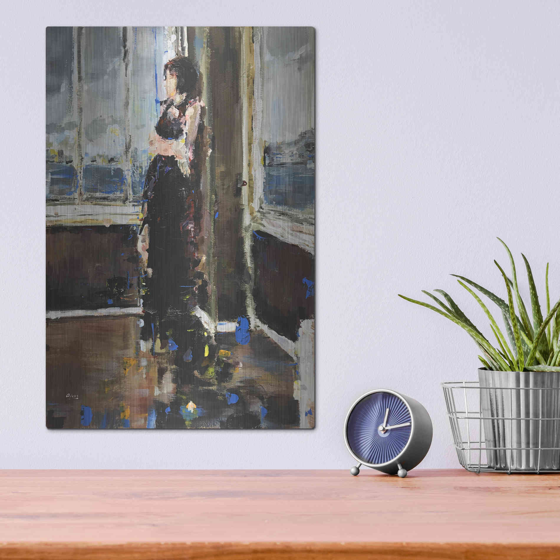 Luxe Metal Art 'At The Corner' by Oscar Alvarez Pardo, Metal Wall Art,12x16