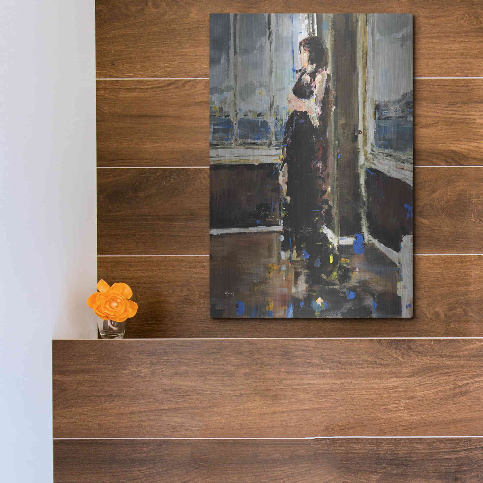 Luxe Metal Art 'At The Corner' by Oscar Alvarez Pardo, Metal Wall Art,12x16