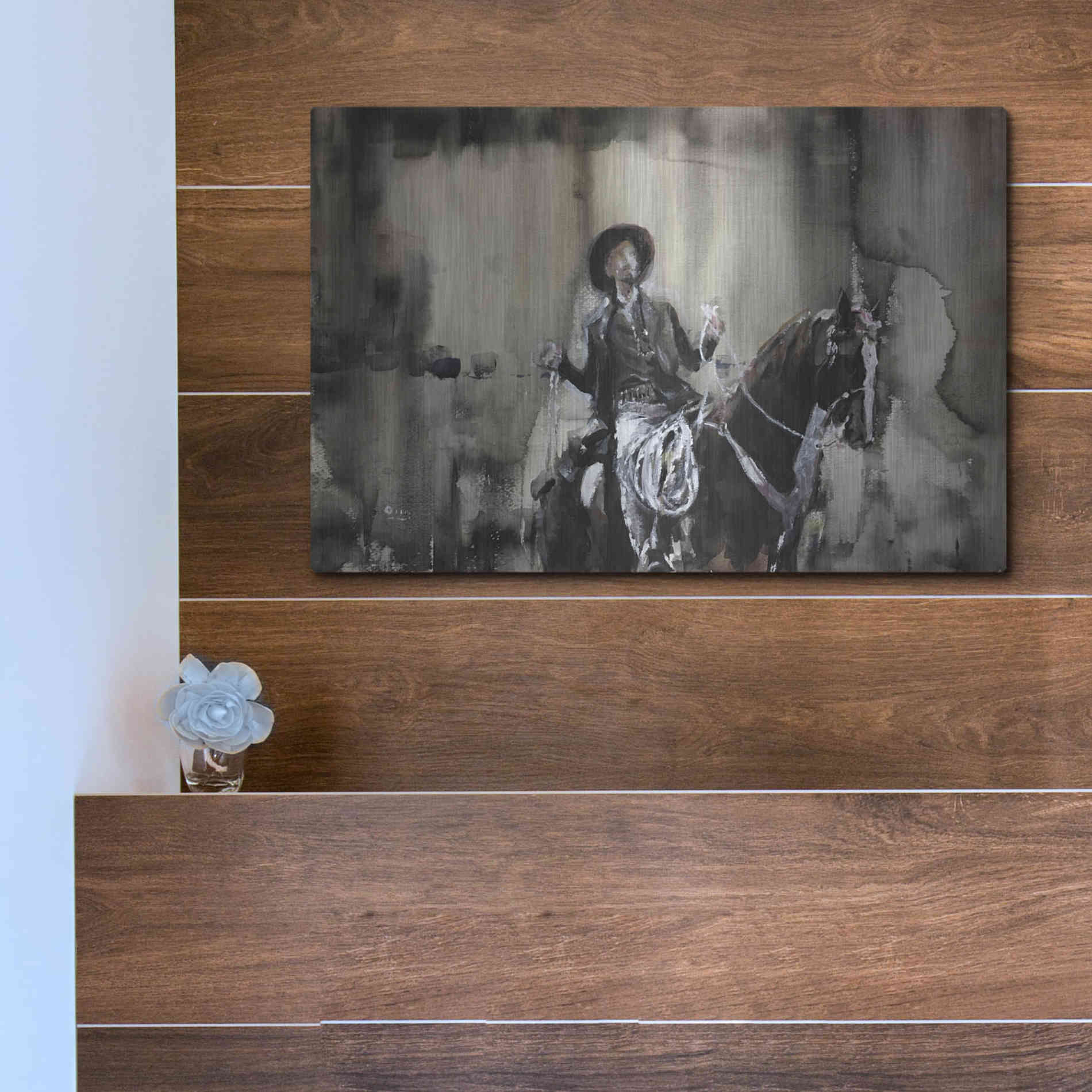 Luxe Metal Art 'Wrangle' by Oscar Alvarez Pardo, Metal Wall Art,16x12