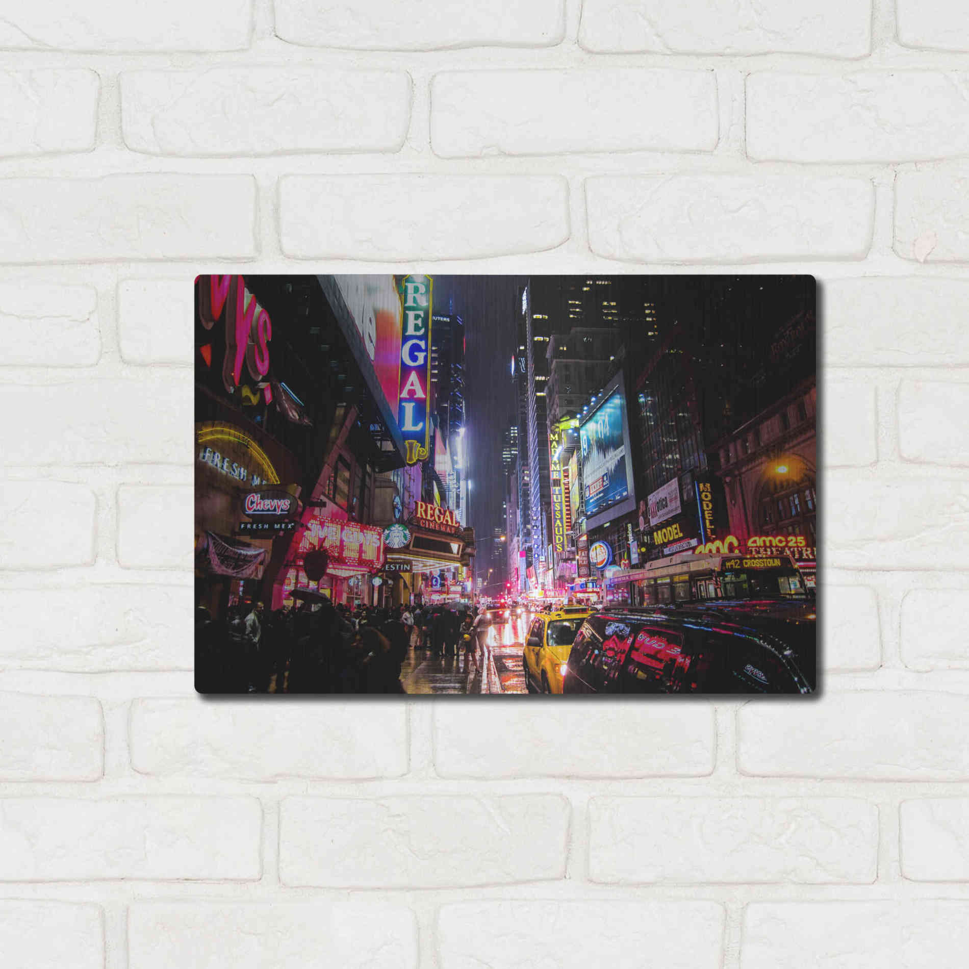 Luxe Metal Art 'Neon New York City' by Nicklas Gustafsson, Metal Wall Art,16x12