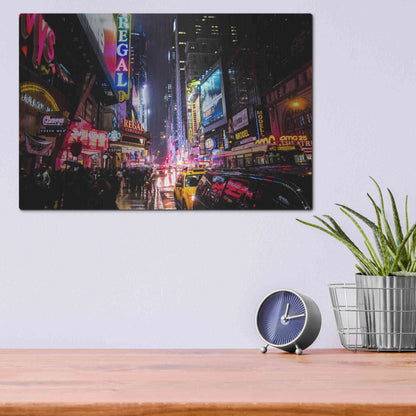 Luxe Metal Art 'Neon New York City' by Nicklas Gustafsson, Metal Wall Art,16x12