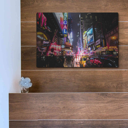 Luxe Metal Art 'Neon New York City' by Nicklas Gustafsson, Metal Wall Art,16x12