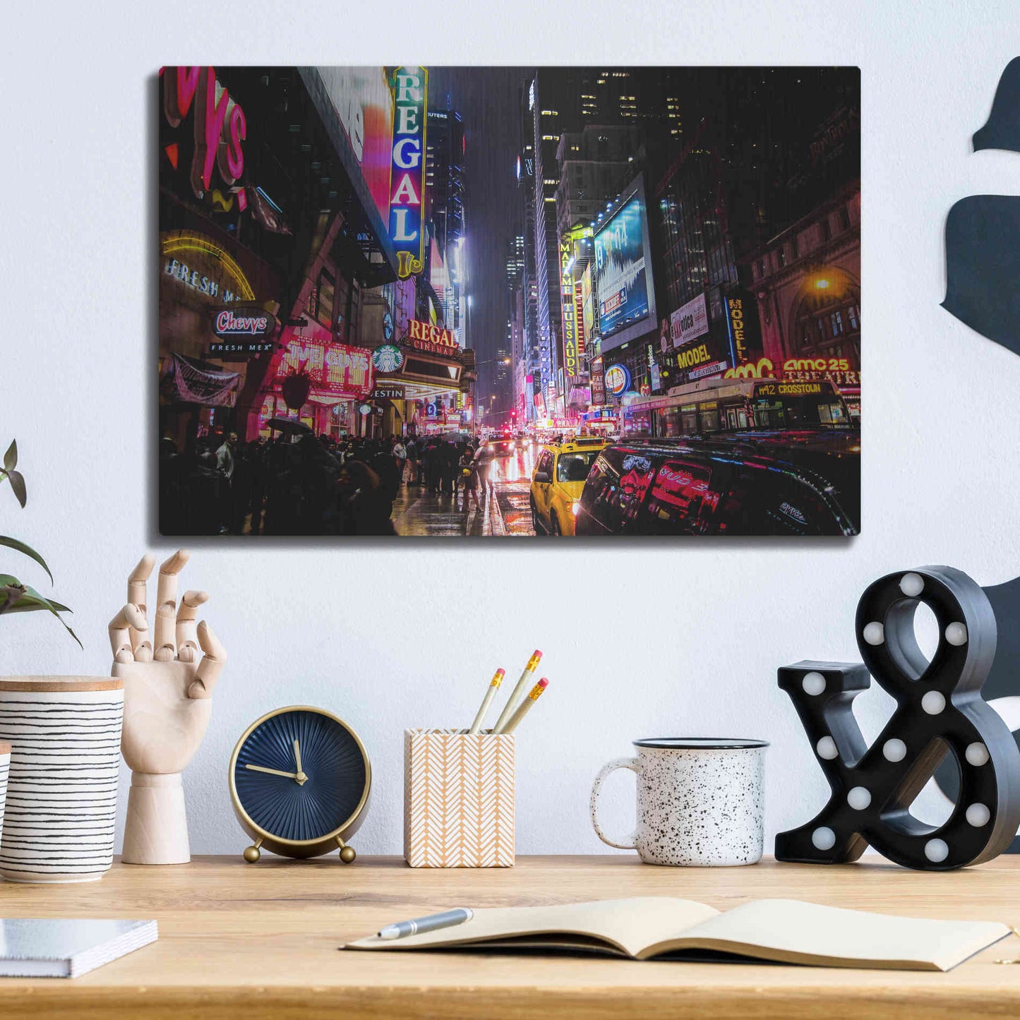 Luxe Metal Art 'Neon New York City' by Nicklas Gustafsson, Metal Wall Art,16x12