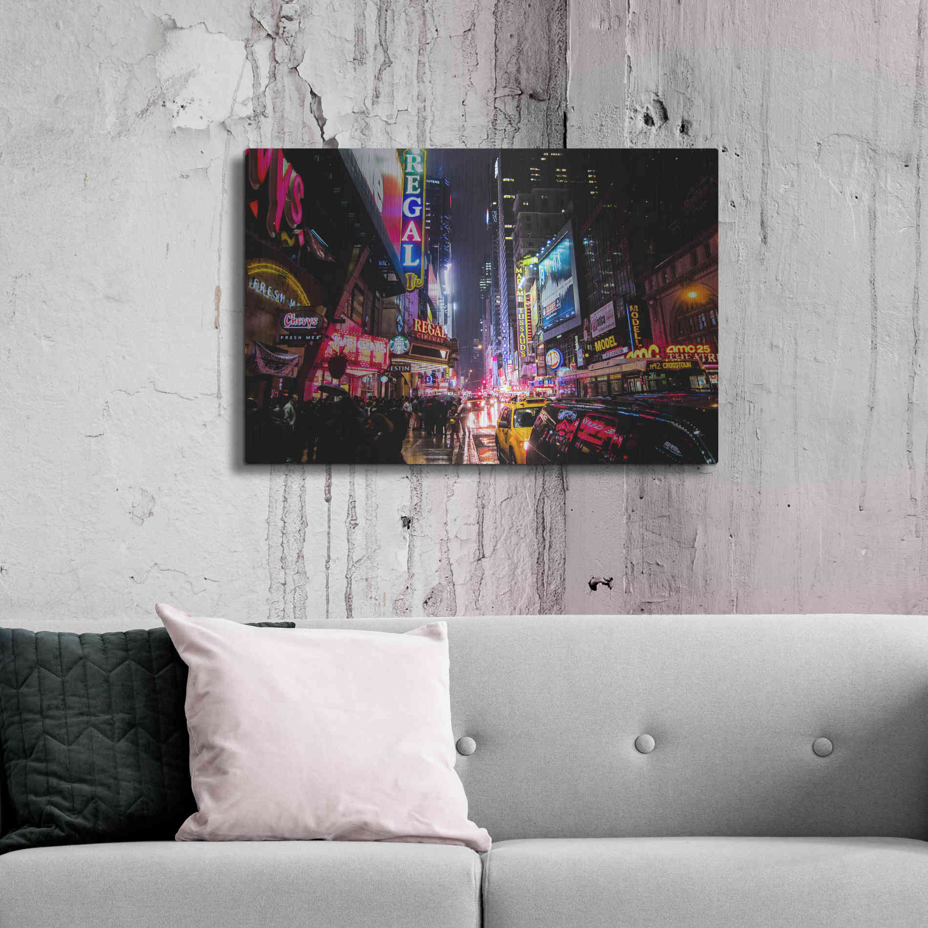 Luxe Metal Art 'Neon New York City' by Nicklas Gustafsson, Metal Wall Art,36x24