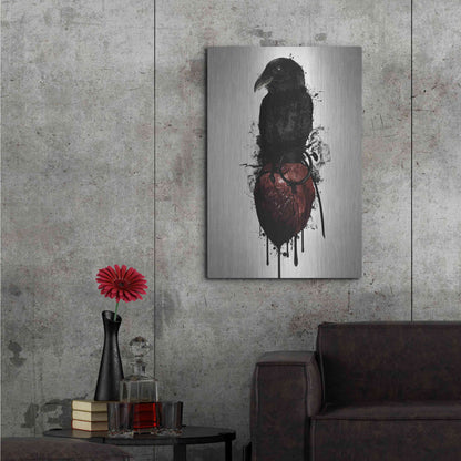 Luxe Metal Art 'Raven and Heart Grenade' by Nicklas Gustafsson, Metal Wall Art,24x36