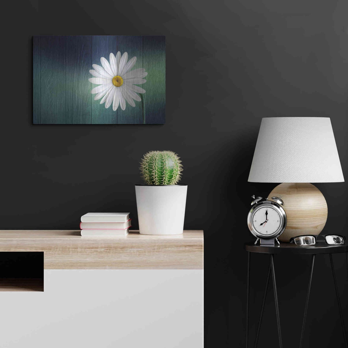 Luxe Metal Art 'Wood Series: A Daisy', Metal Wall Art,24x16