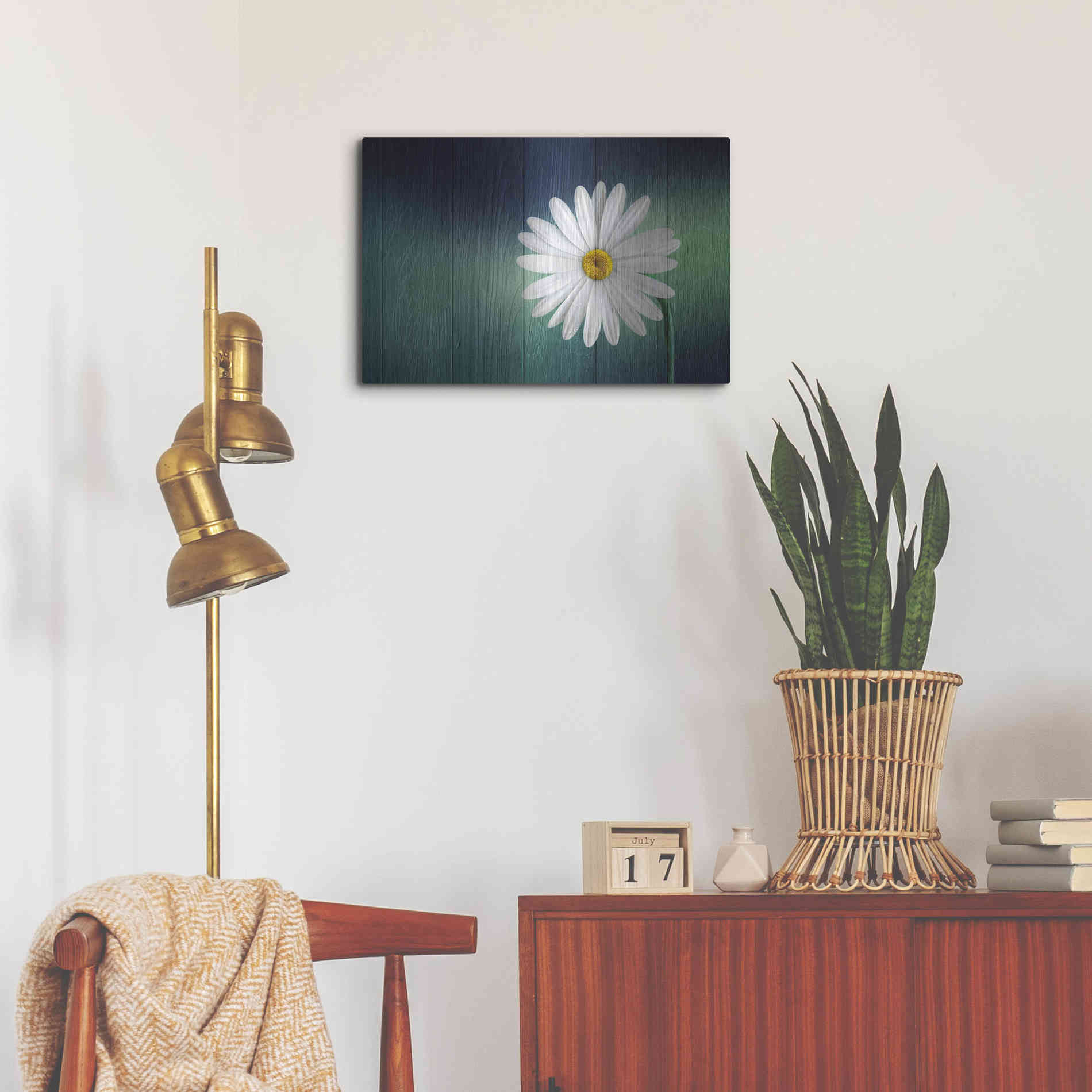 Luxe Metal Art 'Wood Series: A Daisy', Metal Wall Art,24x16