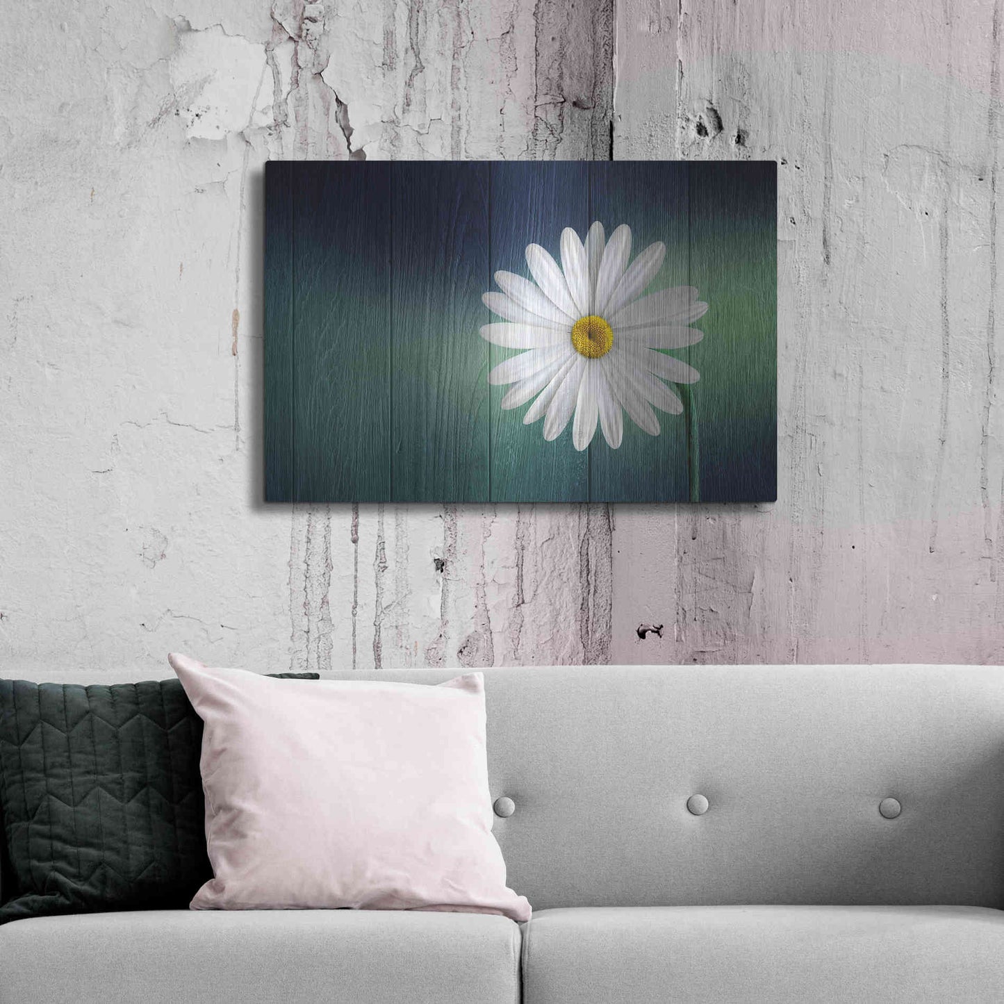 Luxe Metal Art 'Wood Series: A Daisy', Metal Wall Art,36x24