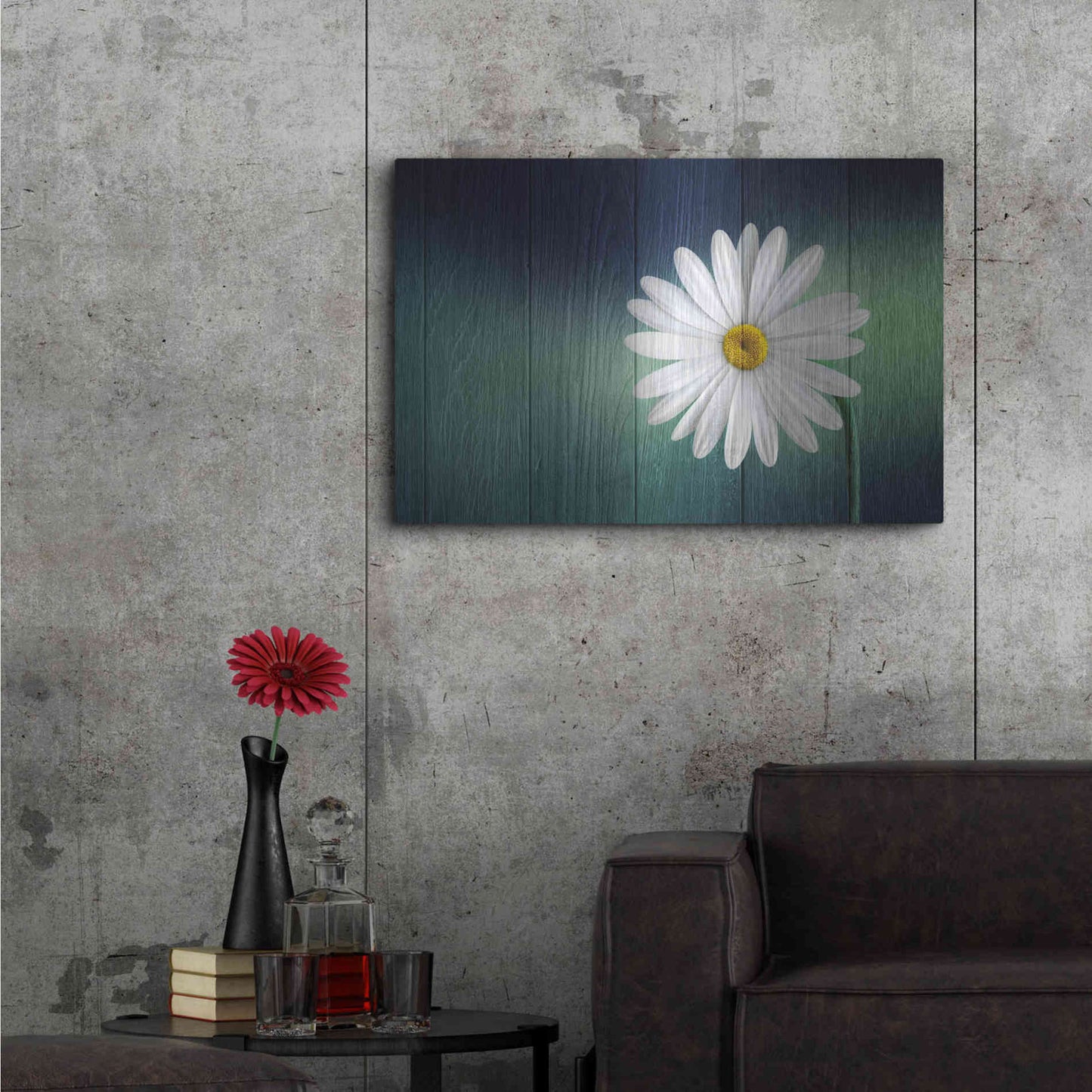 Luxe Metal Art 'Wood Series: A Daisy', Metal Wall Art,36x24