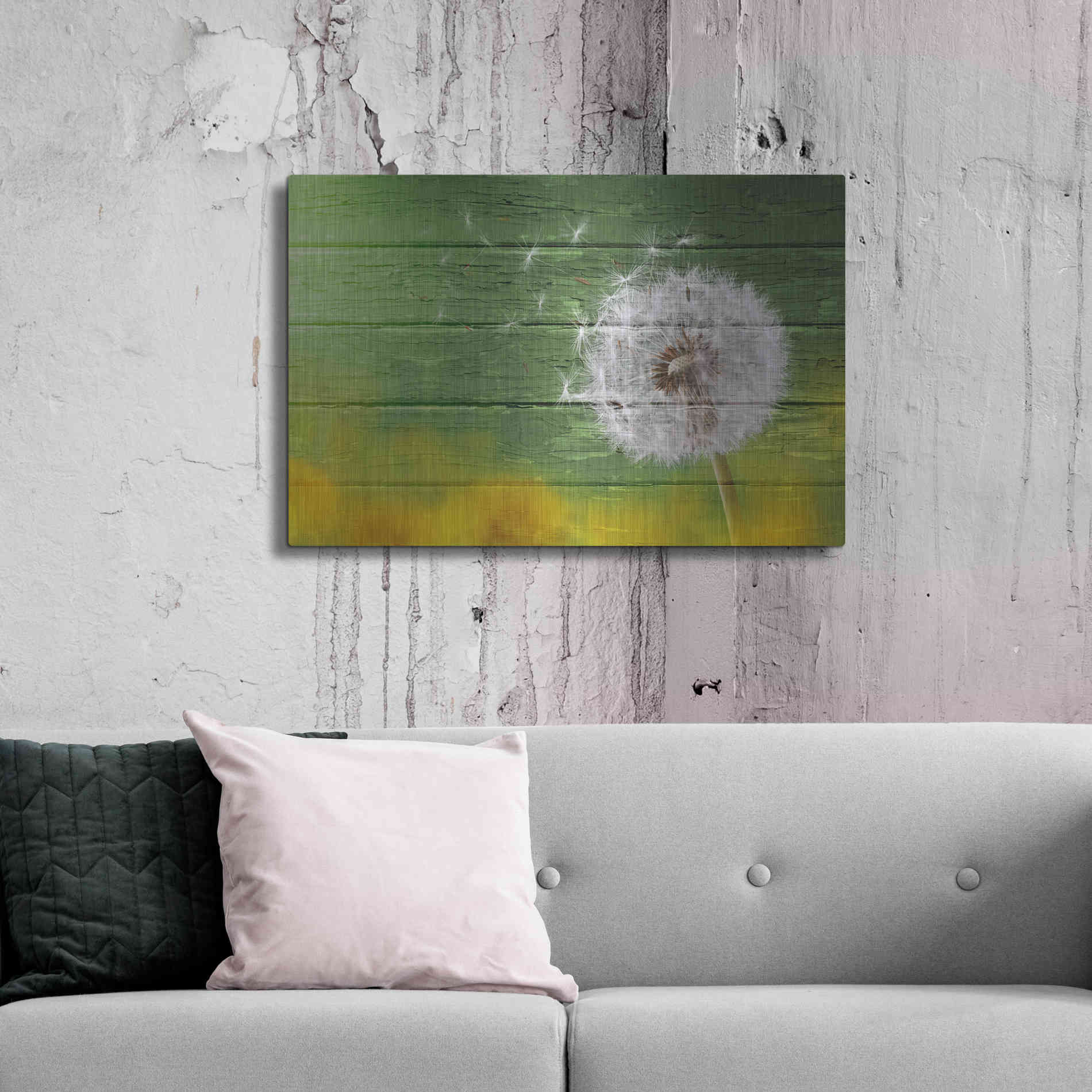 Luxe Metal Art 'Wood Series: Dandi Green', Metal Wall Art,36x24