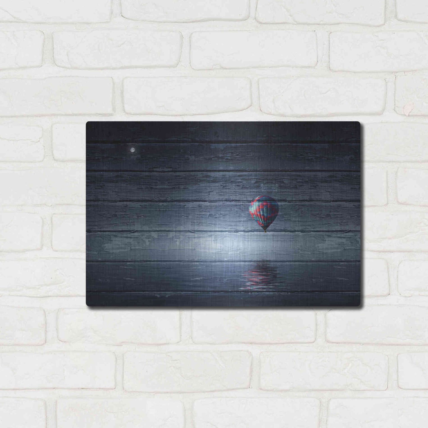 Luxe Metal Art 'Wood Series: One Air Balloon', Metal Wall Art,16x12