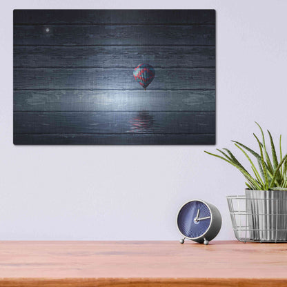 Luxe Metal Art 'Wood Series: One Air Balloon', Metal Wall Art,16x12