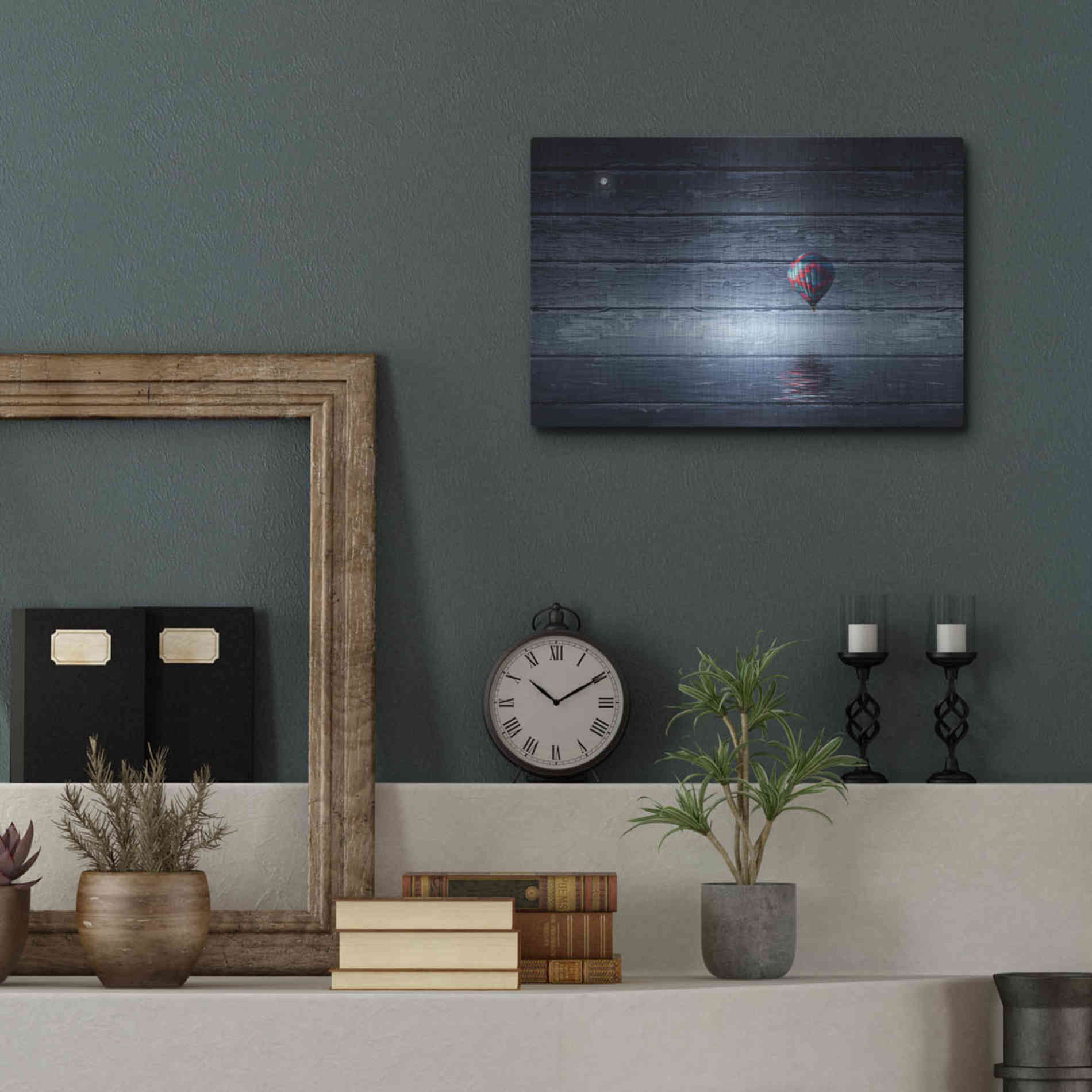 Luxe Metal Art 'Wood Series: One Air Balloon', Metal Wall Art,16x12