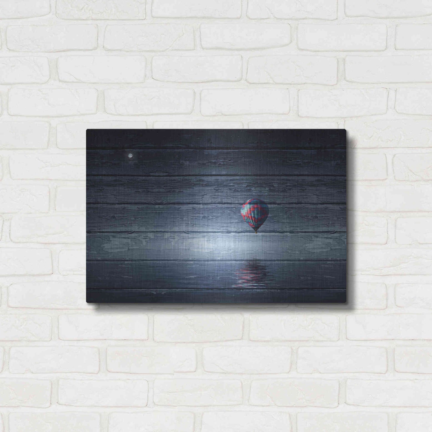 Luxe Metal Art 'Wood Series: One Air Balloon', Metal Wall Art,24x16