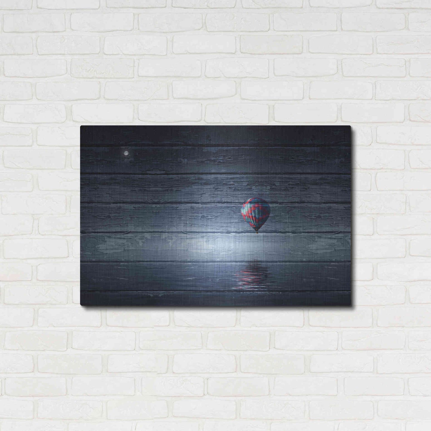 Luxe Metal Art 'Wood Series: One Air Balloon', Metal Wall Art,36x24