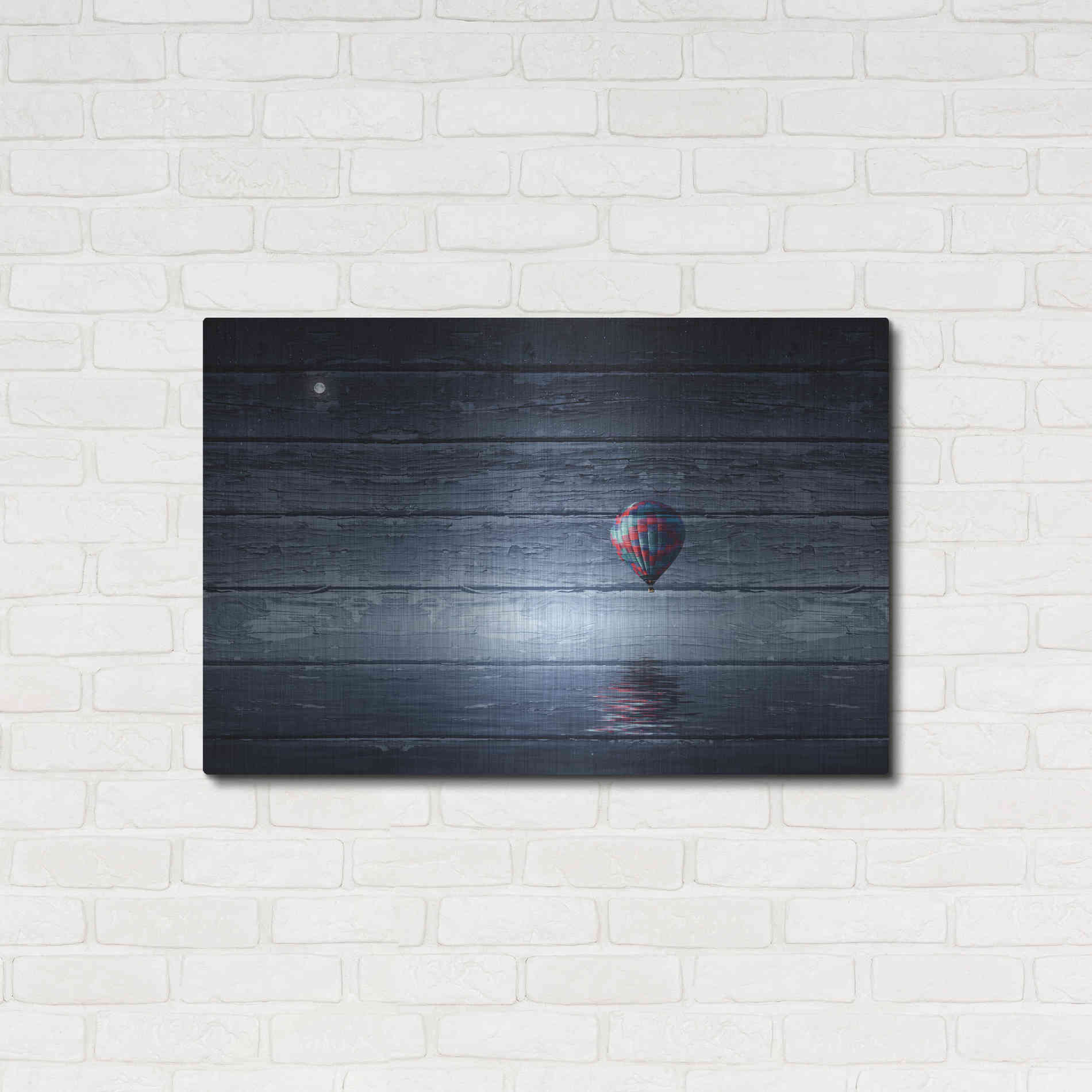 Luxe Metal Art 'Wood Series: One Air Balloon', Metal Wall Art,36x24