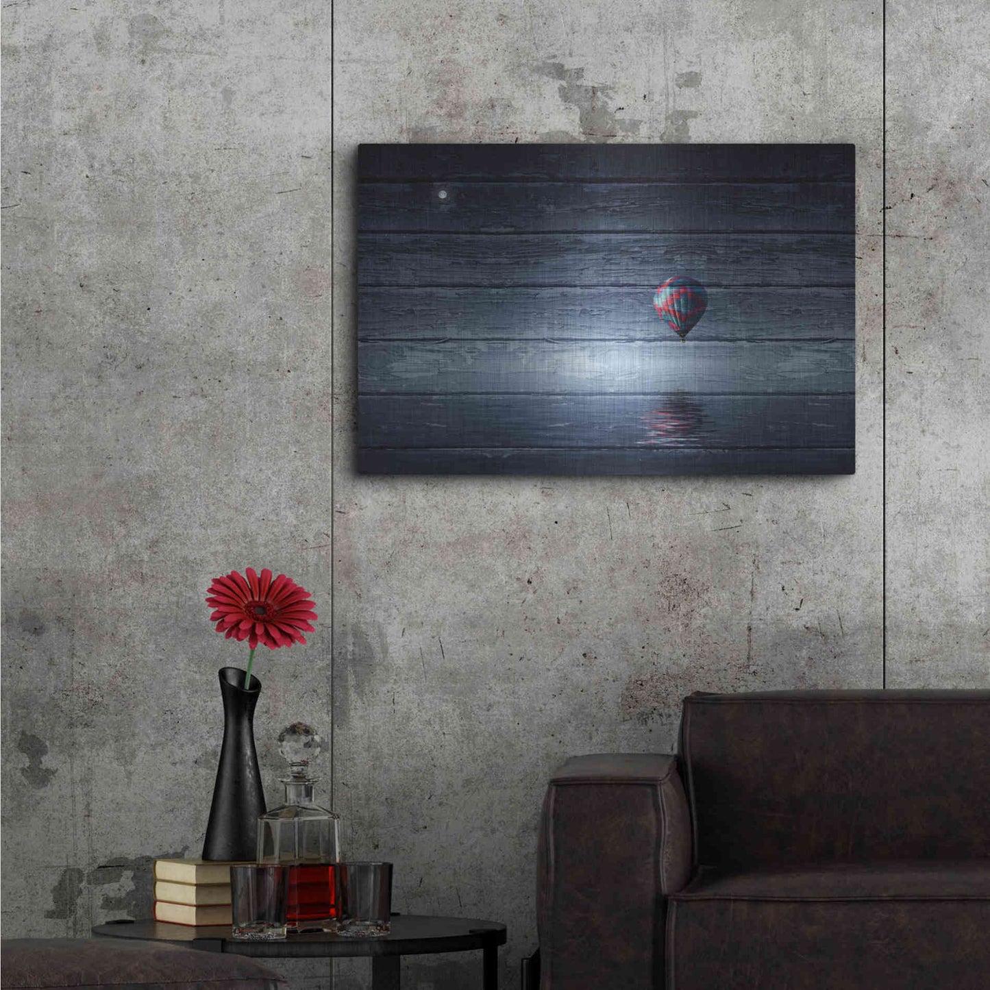 Luxe Metal Art 'Wood Series: One Air Balloon', Metal Wall Art,36x24