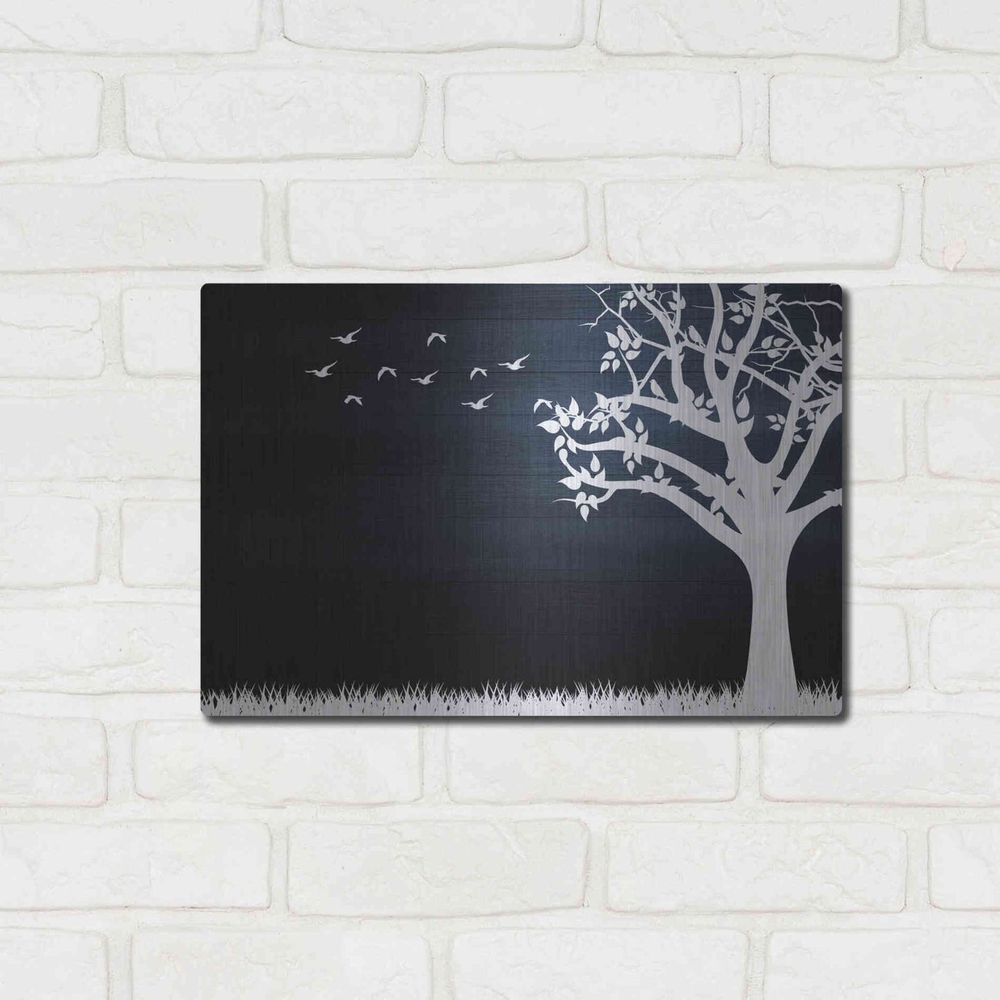 Luxe Metal Art 'Wood Series: Birds and Tree, Inverted Silhouettes', Metal Wall Art,16x12