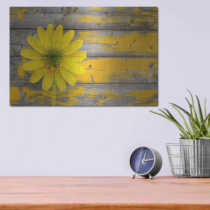 Luxe Metal Art 'Wood Series: Rustic Daisy', Metal Wall Art,16x12