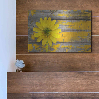 Luxe Metal Art 'Wood Series: Rustic Daisy', Metal Wall Art,16x12