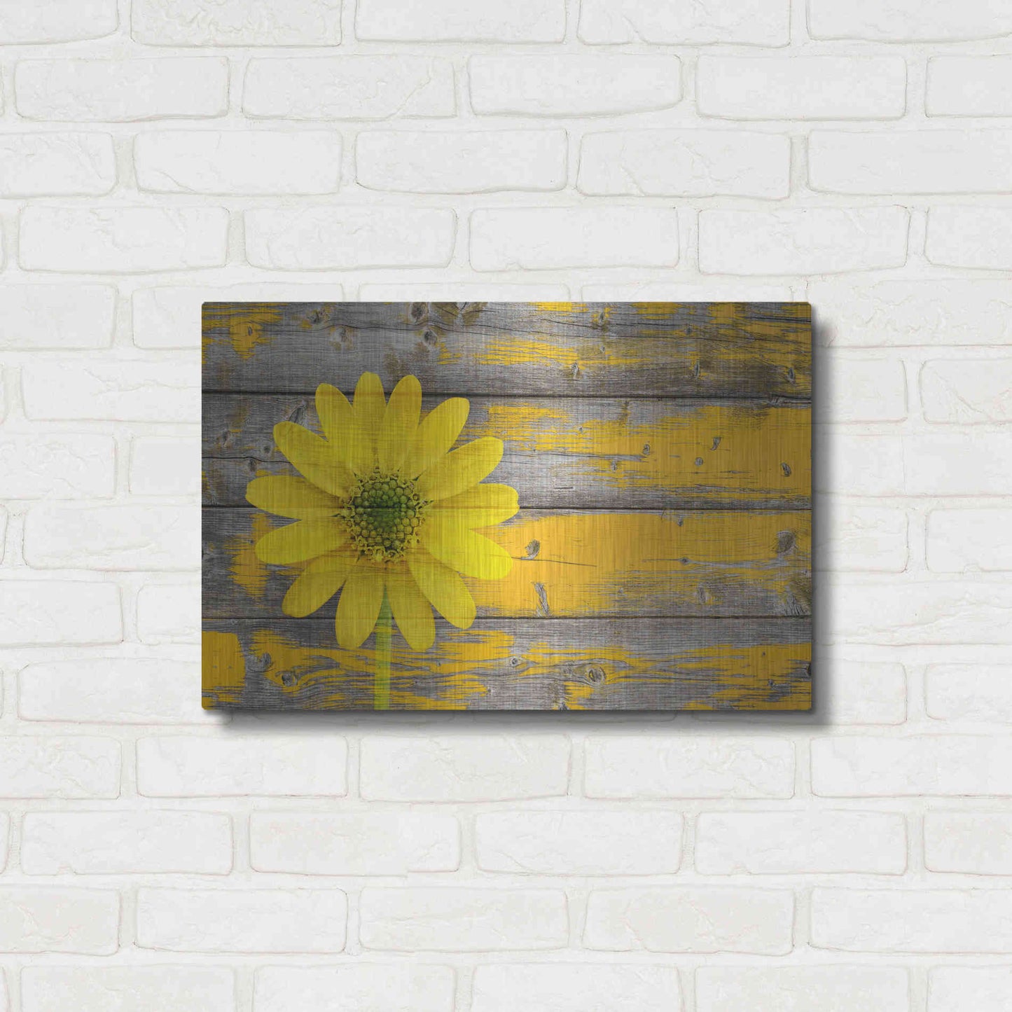 Luxe Metal Art 'Wood Series: Rustic Daisy', Metal Wall Art,24x16