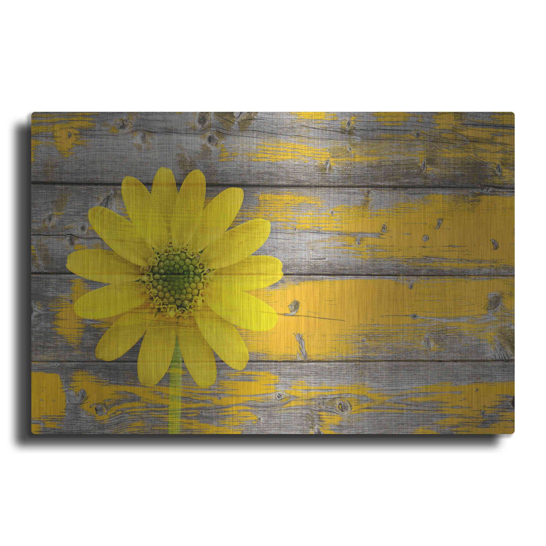 Luxe Metal Art 'Wood Series: Rustic Daisy', Metal Wall Art