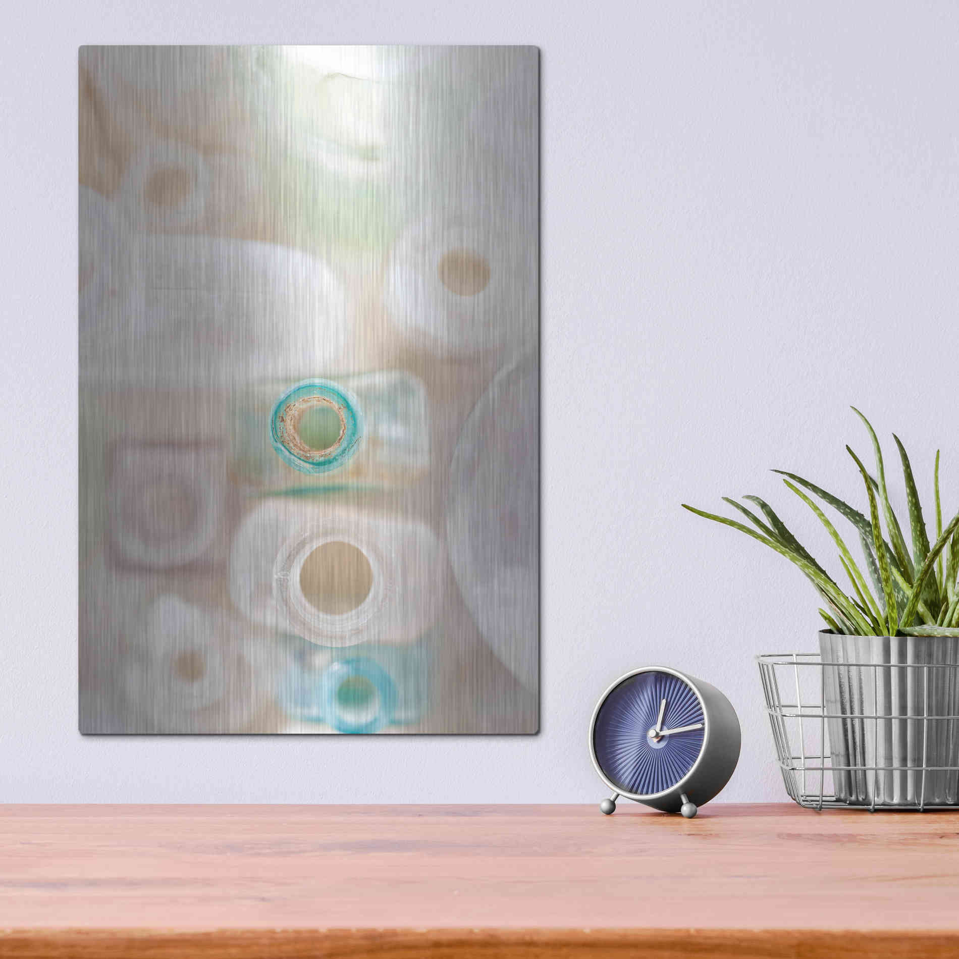 Luxe Metal Art 'Abstract Bottles' by Elena Ray, Metal Wall Art,12x16