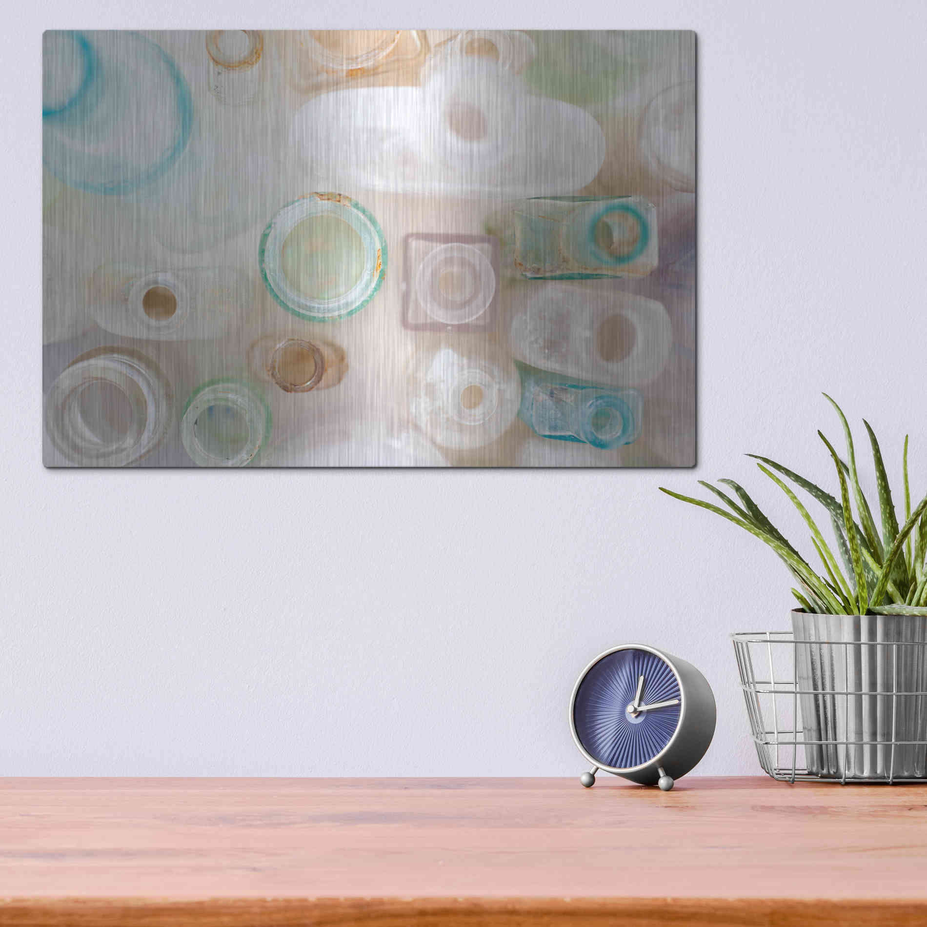 Luxe Metal Art 'Vintage Bottles' by Elena Ray, Metal Wall Art,16x12