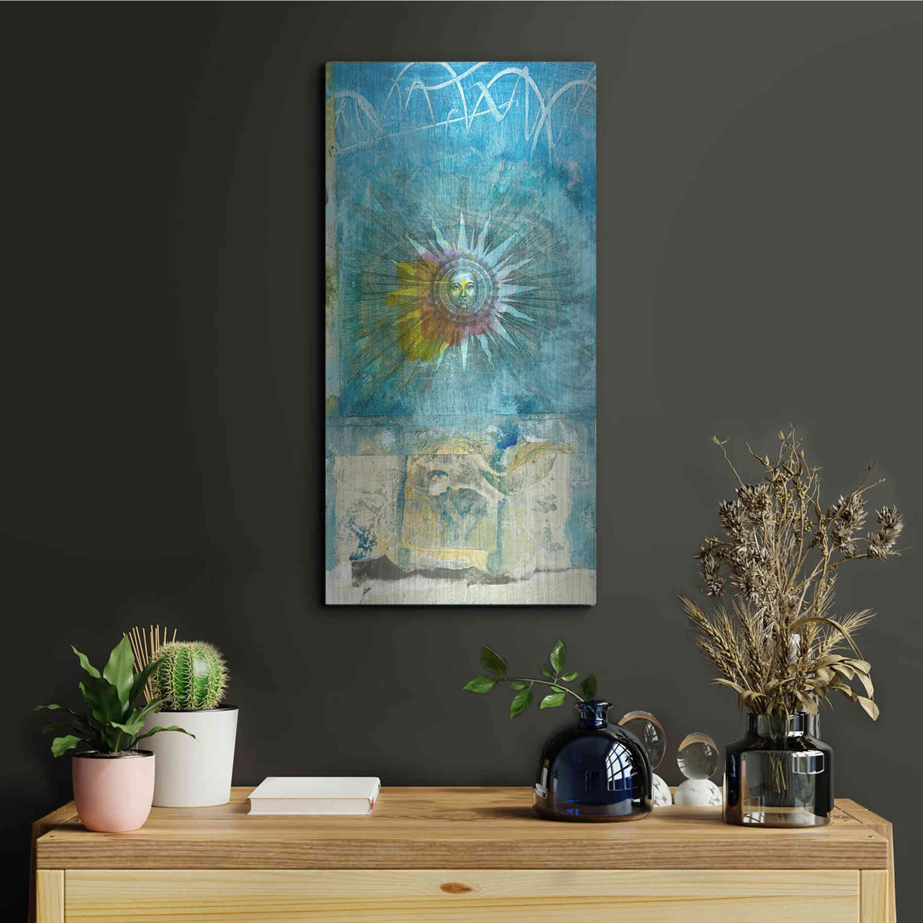 Luxe Metal Art 'Ancient Sun' by Elena Ray, Metal Wall Art,12x24