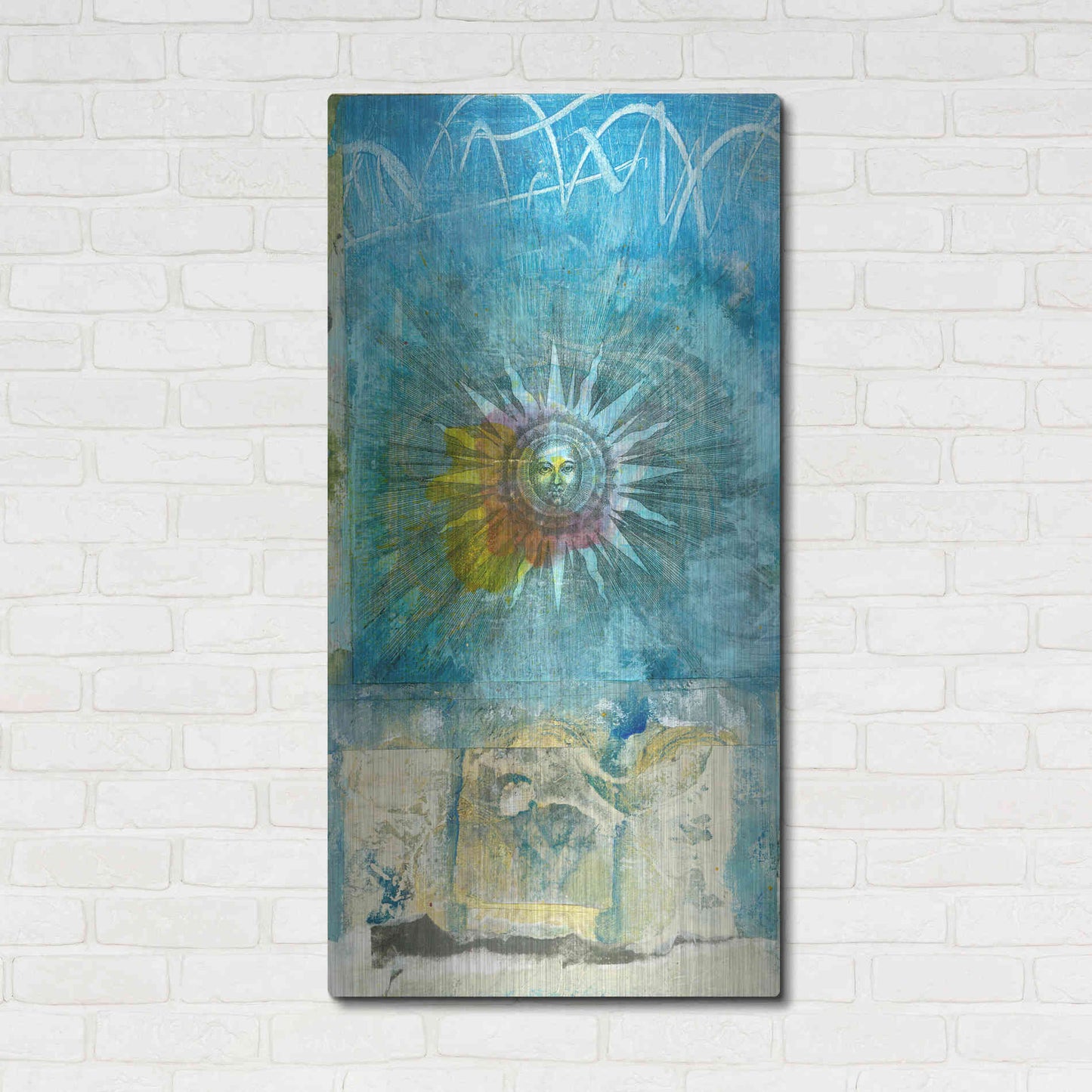 Luxe Metal Art 'Ancient Sun' by Elena Ray, Metal Wall Art,24x48