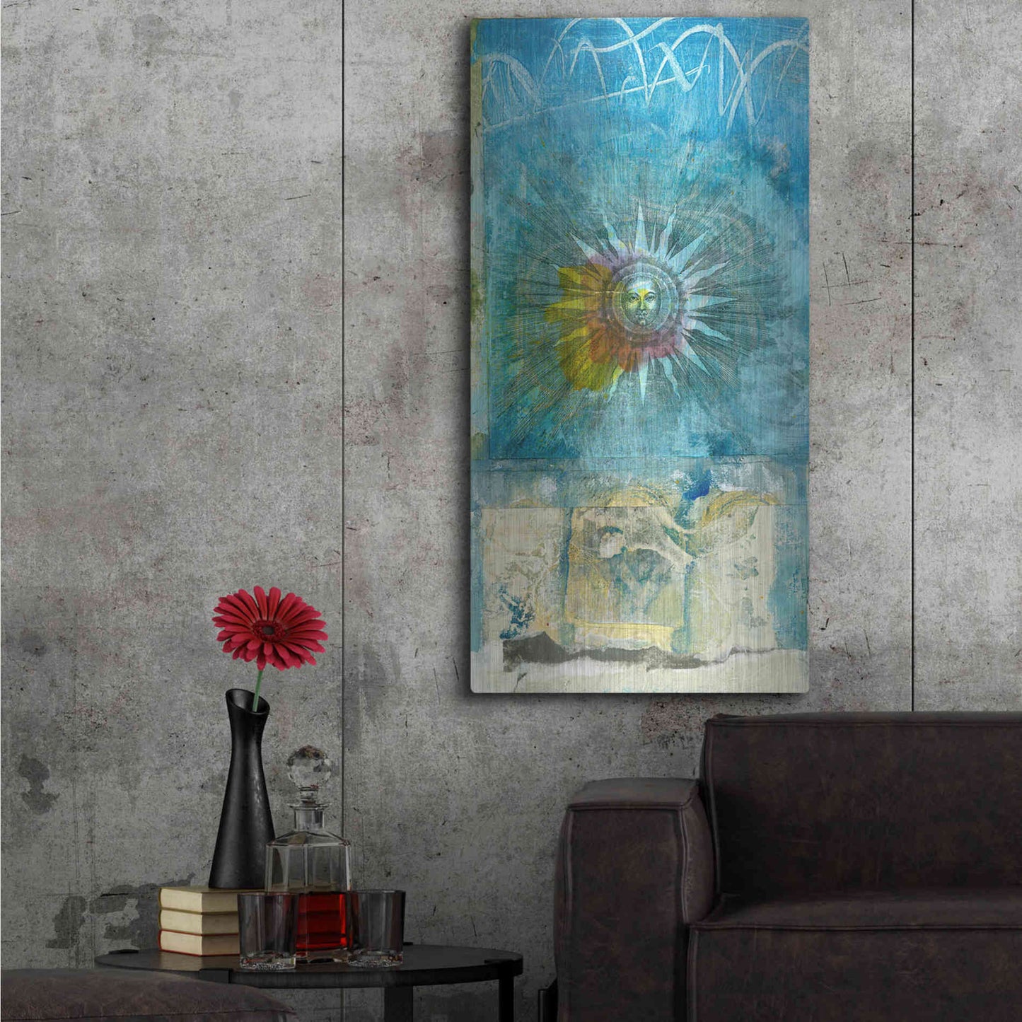 Luxe Metal Art 'Ancient Sun' by Elena Ray, Metal Wall Art,24x48