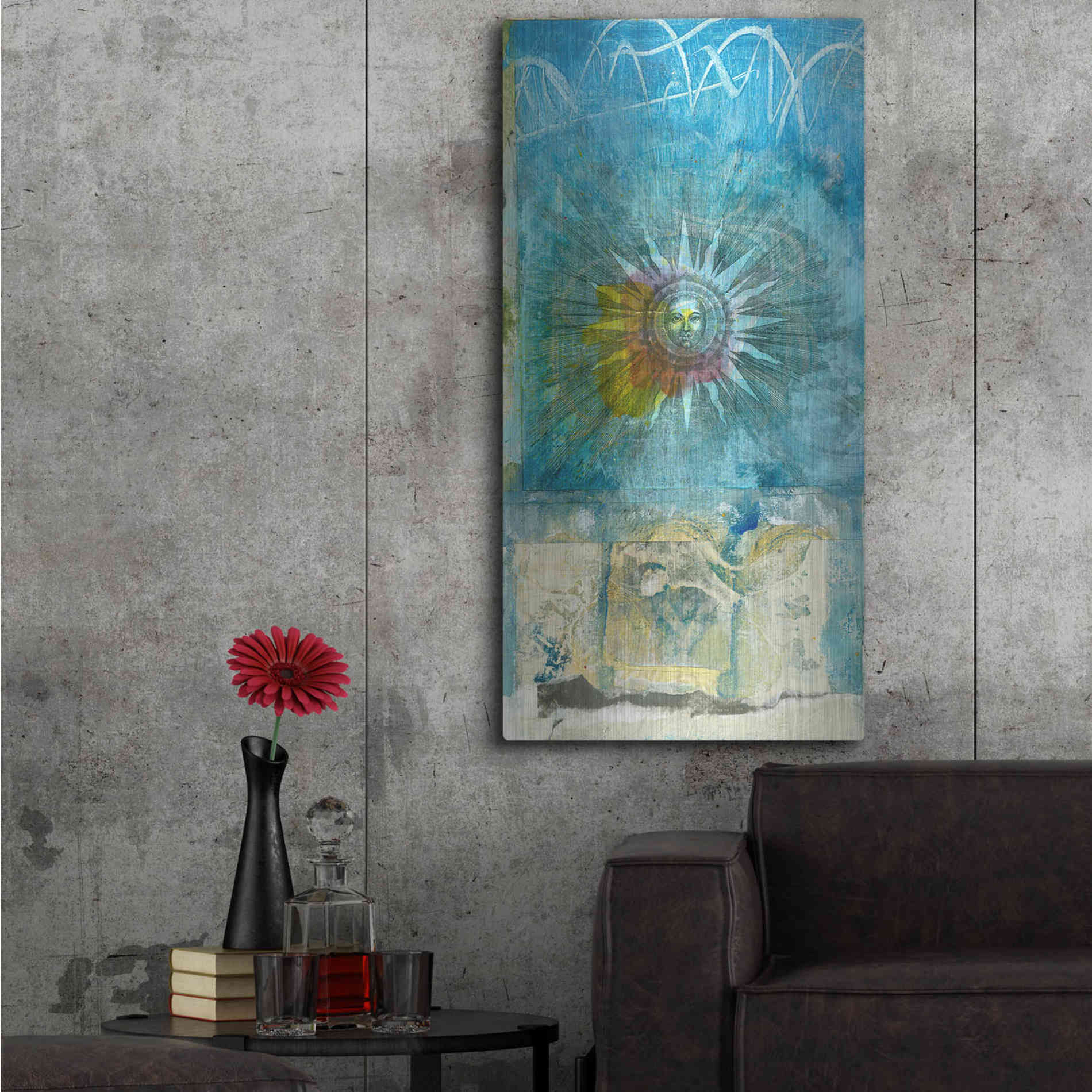 Luxe Metal Art 'Ancient Sun' by Elena Ray, Metal Wall Art,24x48
