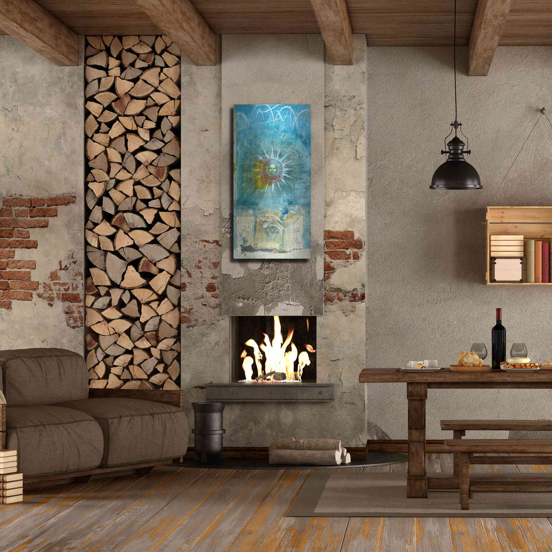 Luxe Metal Art 'Ancient Sun' by Elena Ray, Metal Wall Art,24x48