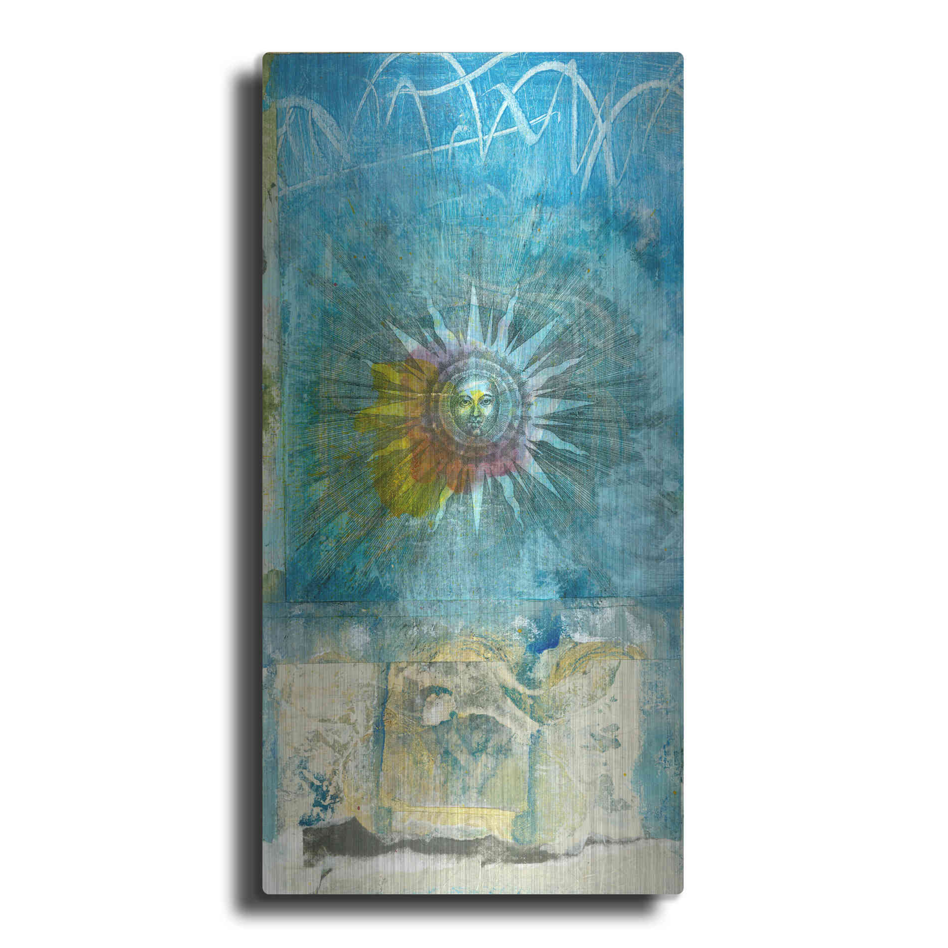 Luxe Metal Art 'Ancient Sun' by Elena Ray, Metal Wall Art,2:1 P