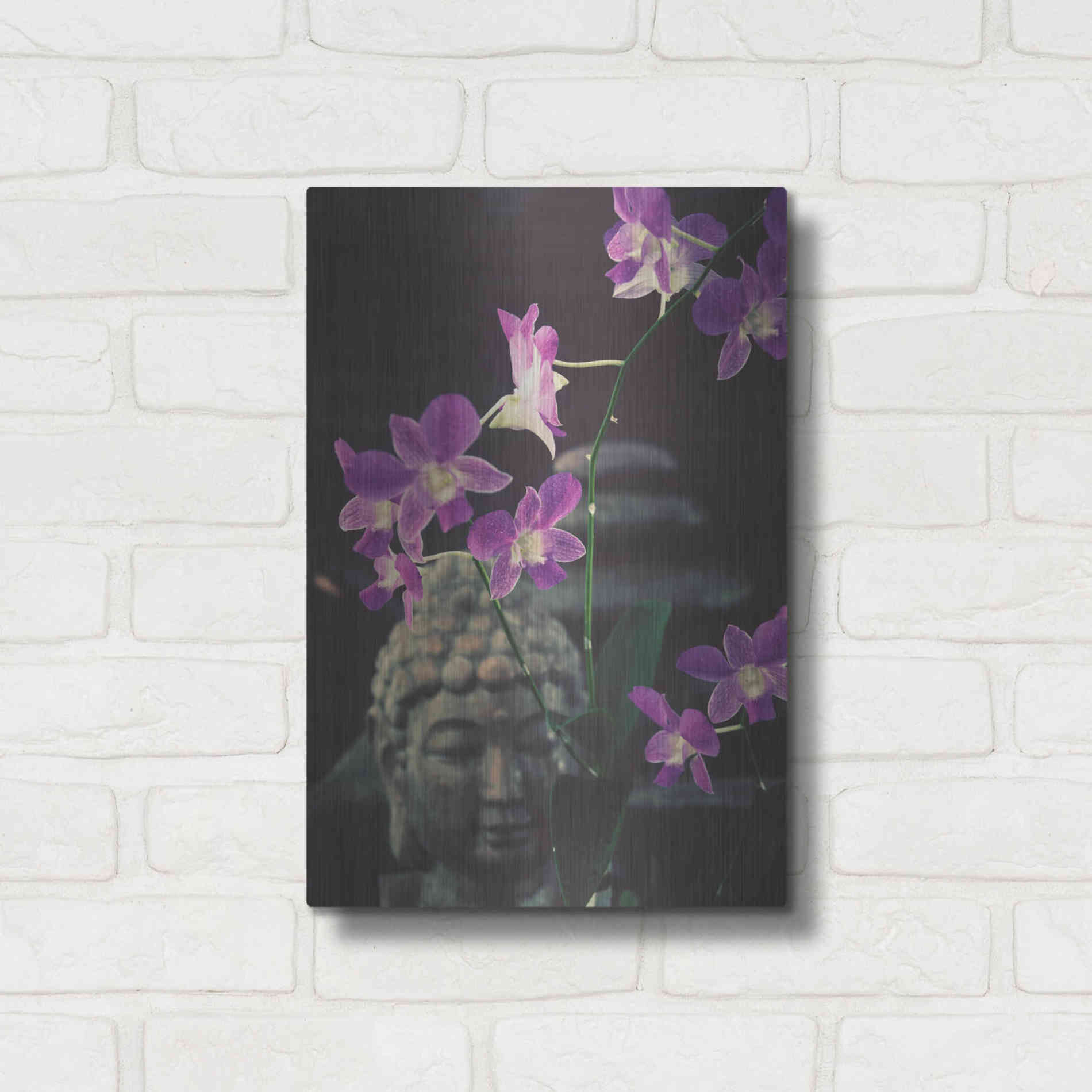 Luxe Metal Art 'Zen Purple Orchids' by Elena Ray, Metal Wall Art,12x16