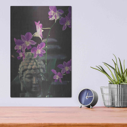 Luxe Metal Art 'Zen Purple Orchids' by Elena Ray, Metal Wall Art,12x16