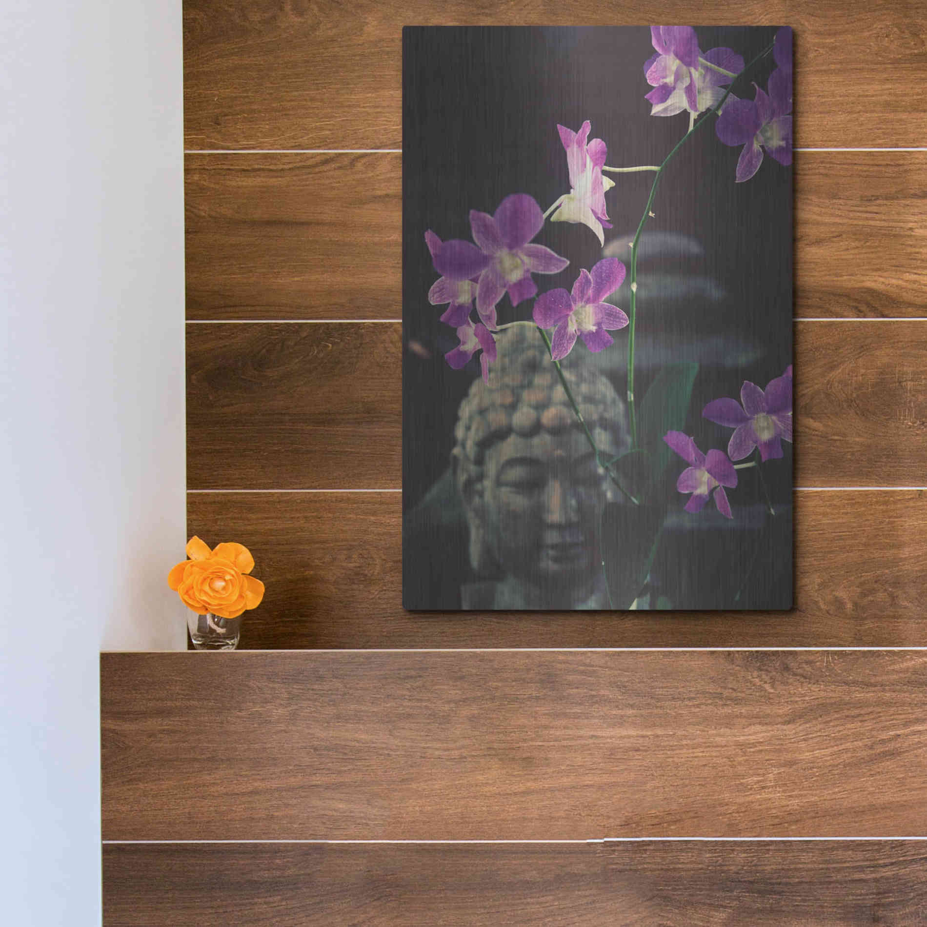 Luxe Metal Art 'Zen Purple Orchids' by Elena Ray, Metal Wall Art,12x16