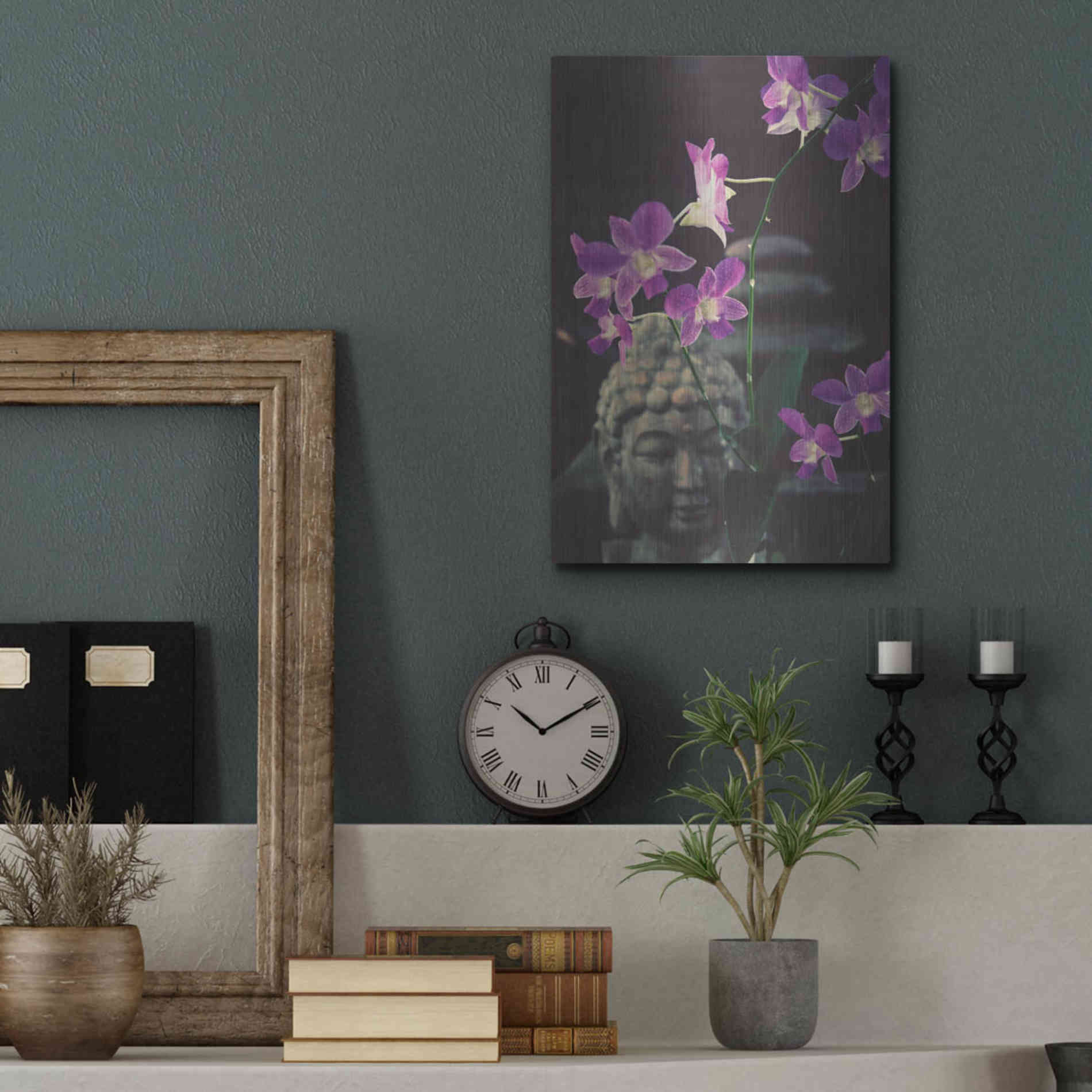 Luxe Metal Art 'Zen Purple Orchids' by Elena Ray, Metal Wall Art,12x16